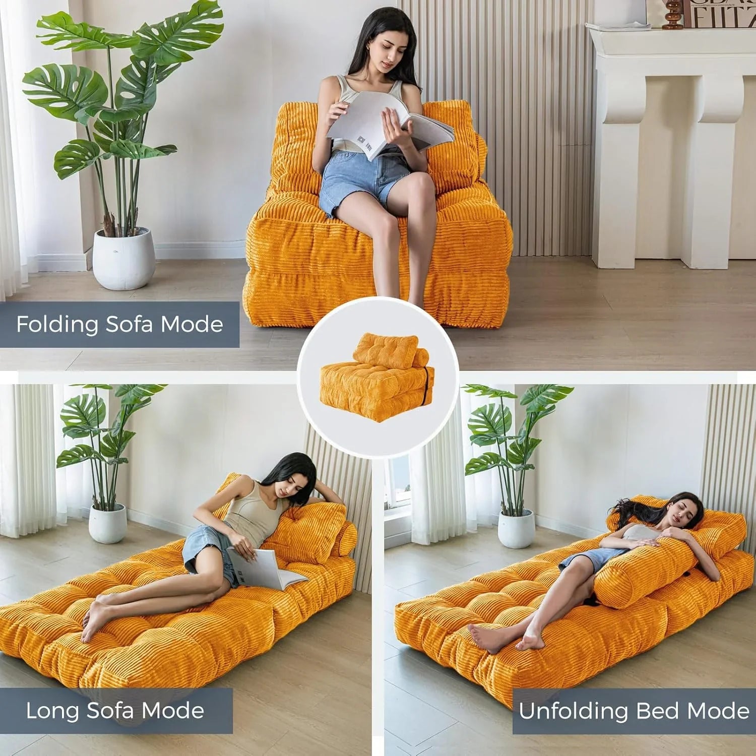 MAXYOYO Folding Sofa Bed Convertible Sleeper Chair with Pillow Foldable Mattress with Back Support