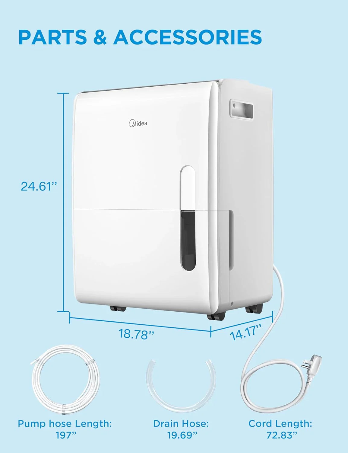 Midea 4,500 Sq. Ft. Dehumidifier Pump Included Energy Star Certified 50 Pint Ideal For Basements