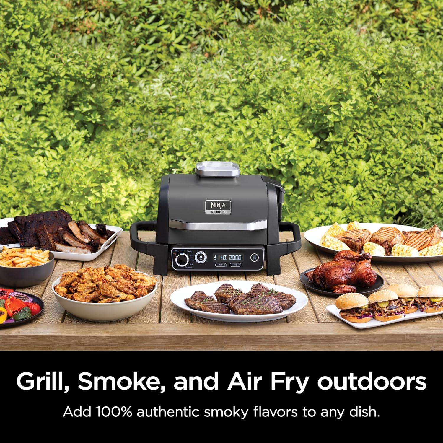 OG751 Woodfire Pro Outdoor Grill Built-In Thermometer 7-in-1 Master Grill BBQ Smoker Air Fryer