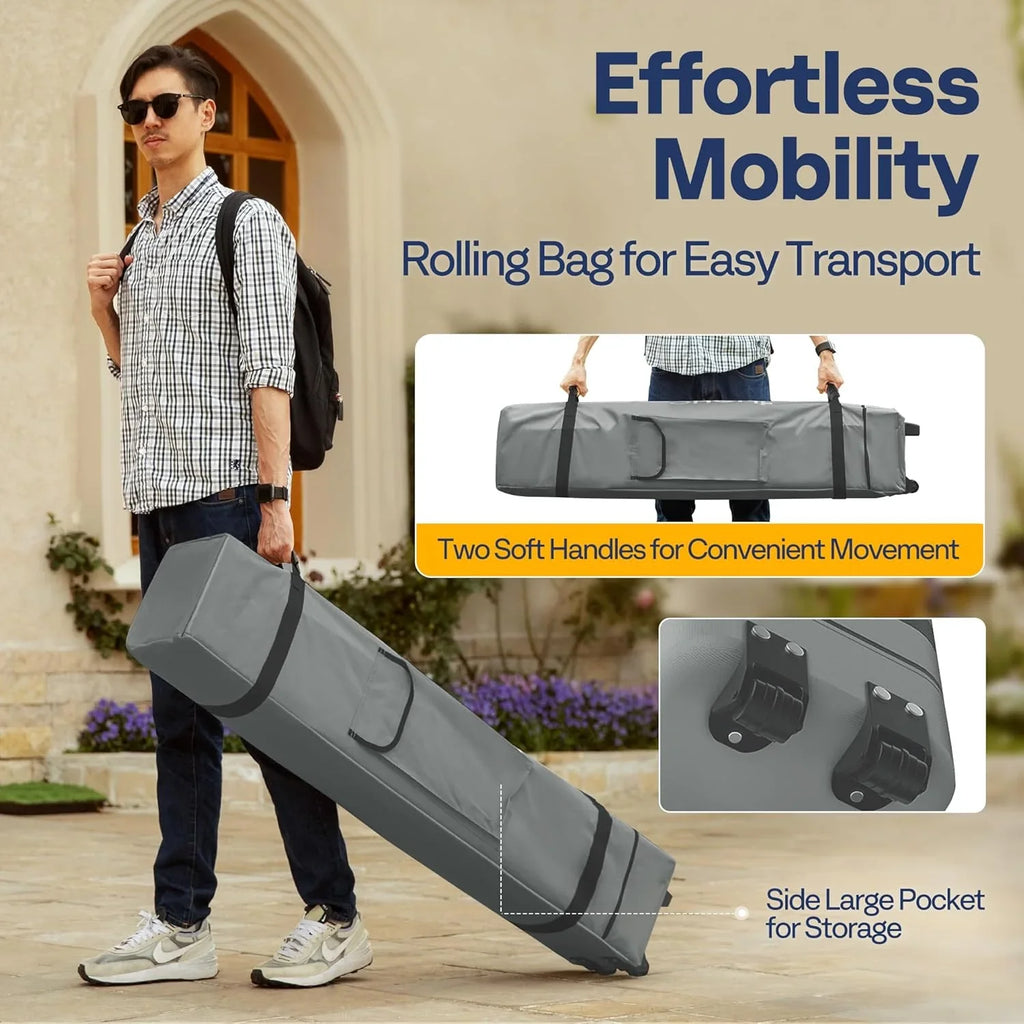 10x10ft Easy Pop-Up Canopy Outdoor Screen Tent with Mosquito Netting 2 Zipper Doors Roller Bag