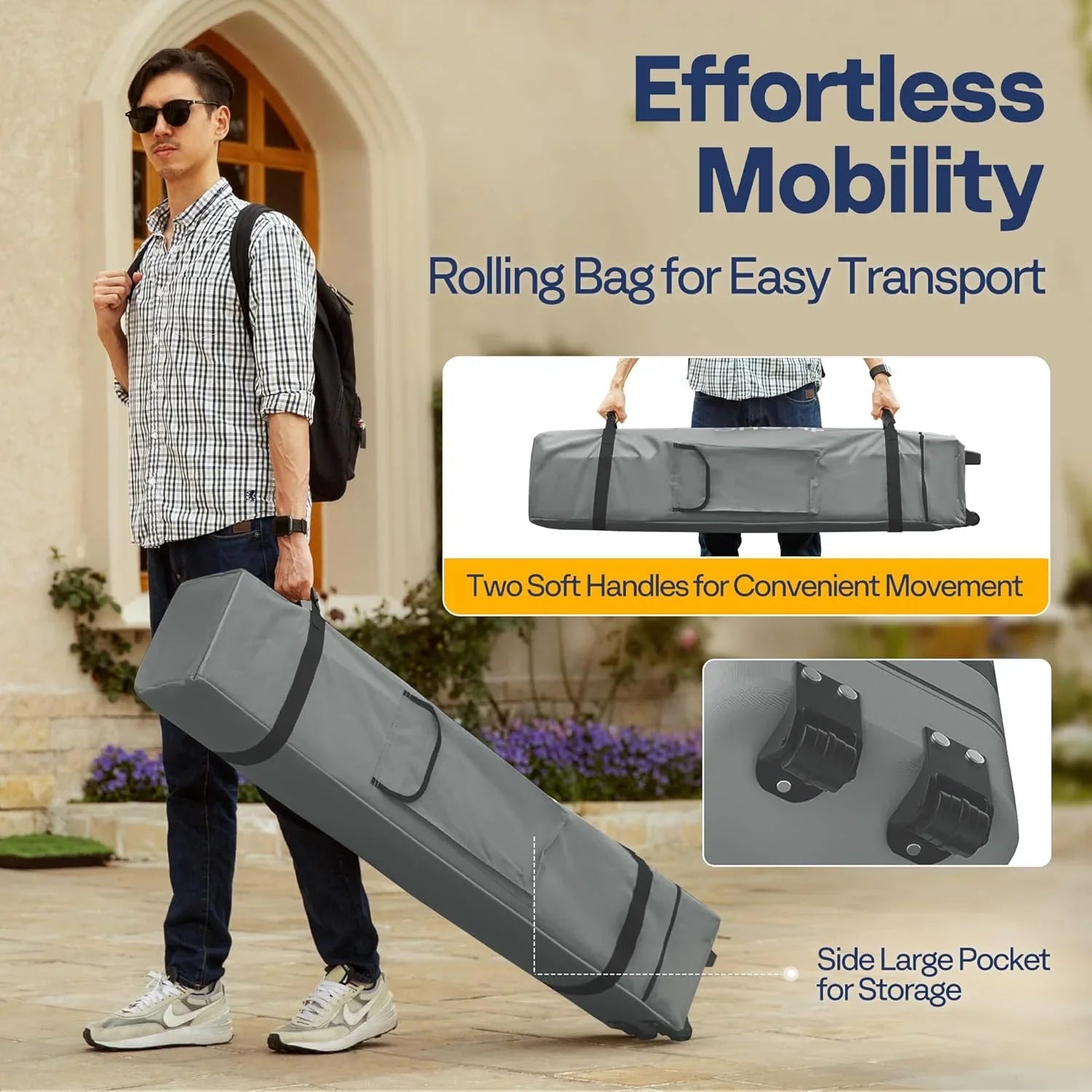 10x10ft Easy Pop-Up Canopy Outdoor Screen Tent with Mosquito Netting 2 Zipper Doors Roller Bag