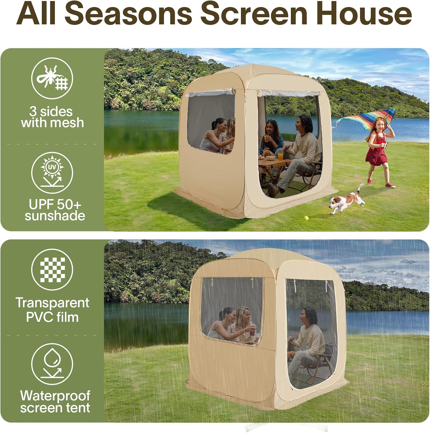 Alvantor Screen House Gazebo Pop Up Igloo Screened Canopy Tent with Mosquito Netting Sides