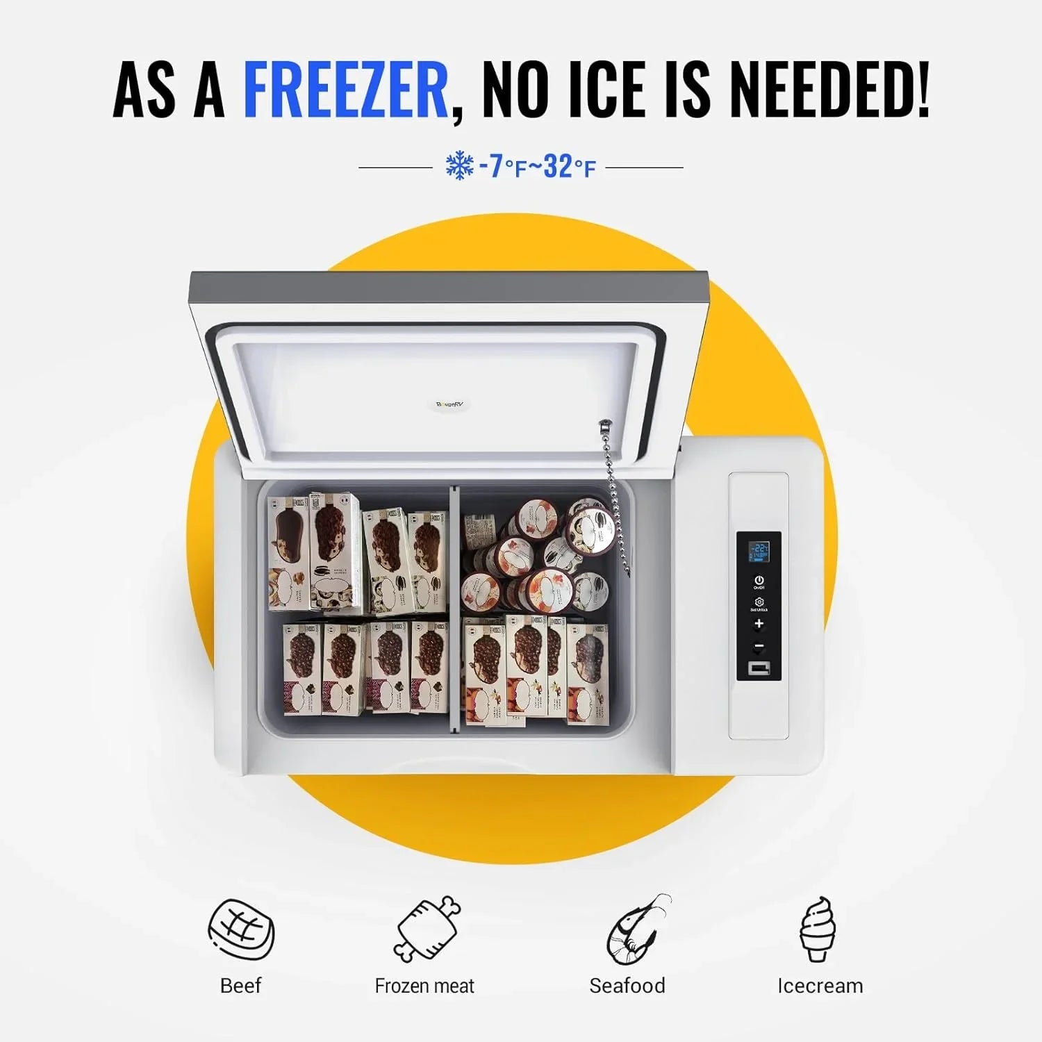 BougeRV 12 Volt Refrigerator 12V Car Fridge 23 Quart Portable Freezer Compressor Cooler