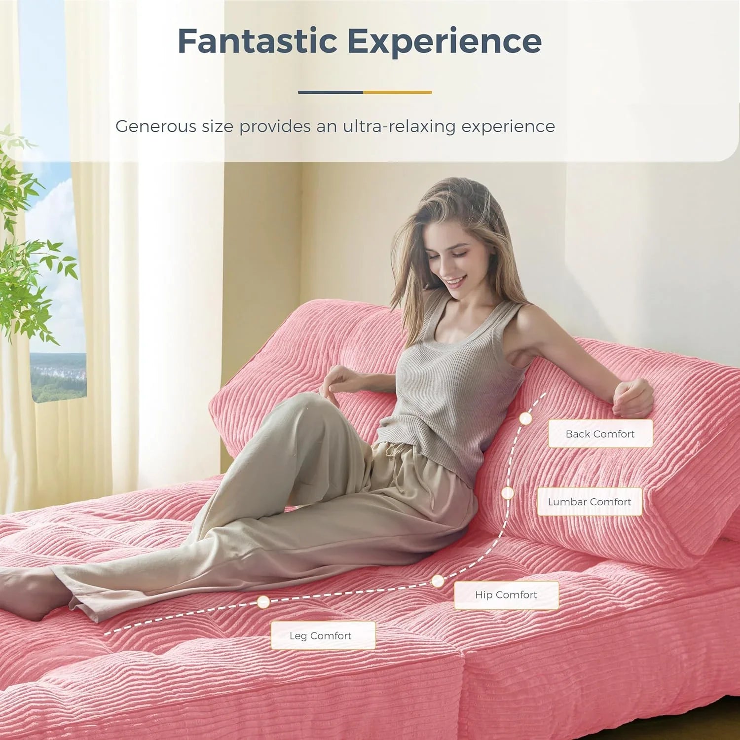 MAXYOYO Folding Sofa Bed Convertible Sleeper Chair with Pillow Foldable Mattress with Back Support