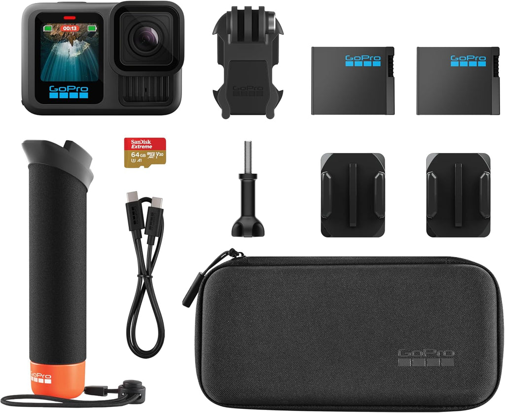 Black Waterproof Action Camera with 5.3K60 Video 27MP Photo Compatability HB-Series Lenses