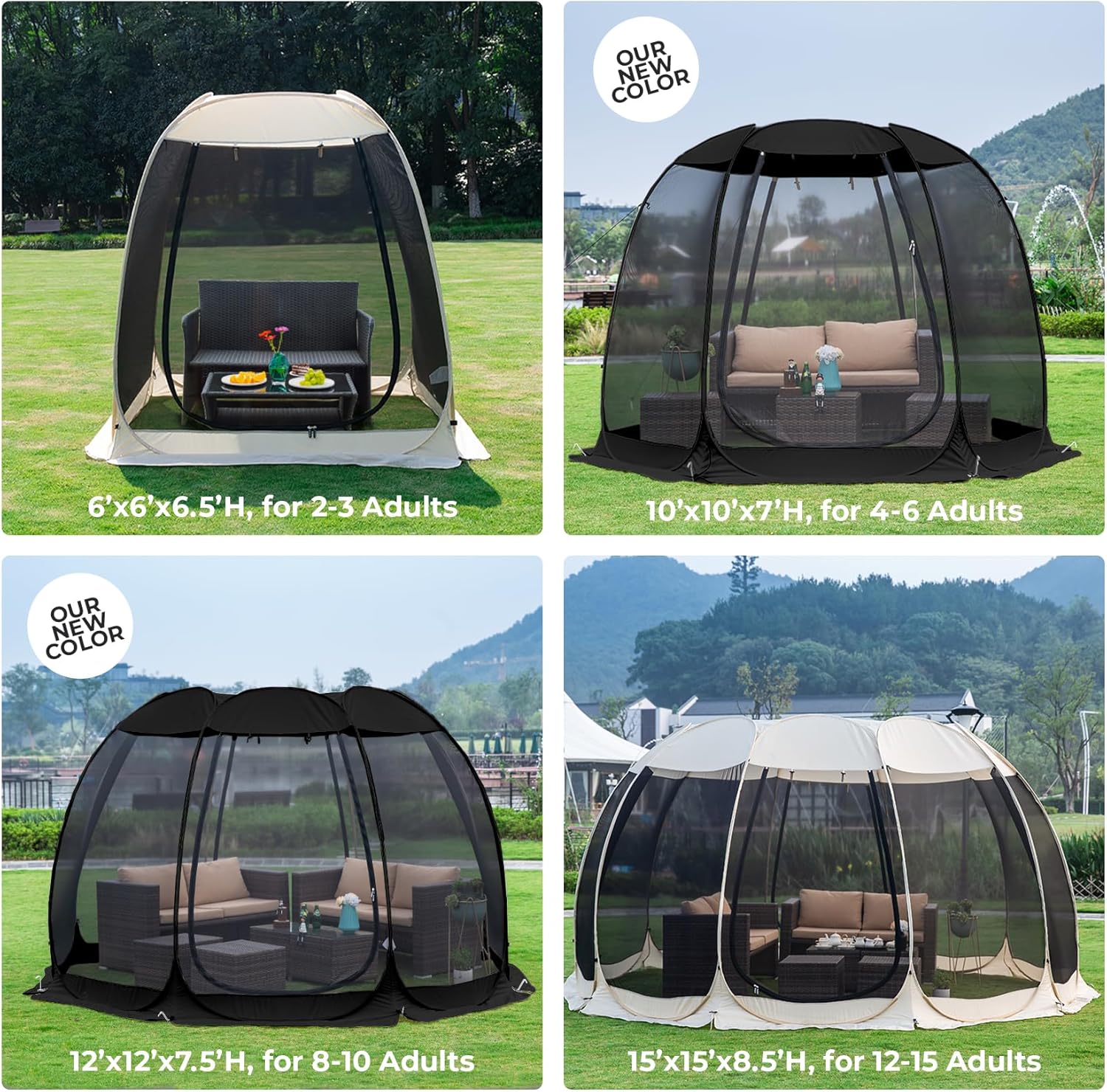 Alvantor Screen House Gazebo Pop Up Igloo Screened Canopy Tent with Mosquito Netting Sides
