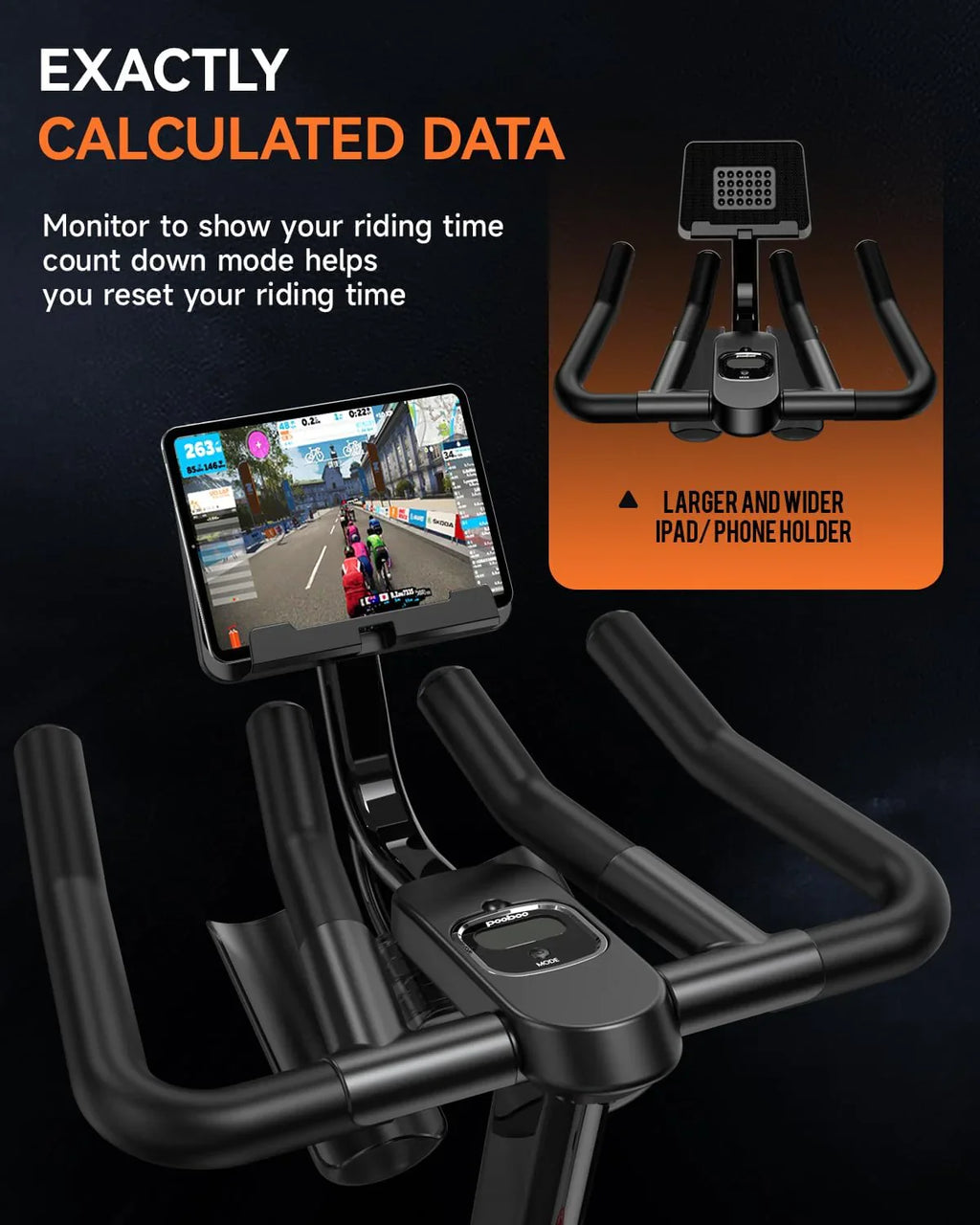 pooboo Exercise Bike Adjustable Magnetic/Brake Pad Resistance Silent Belt Drive Cycling Bike