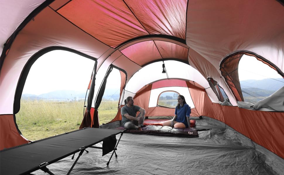 CAMPROS CP Tent 12-Person-Camping-Tents 3 Room Family Tents Waterproof Family Tent