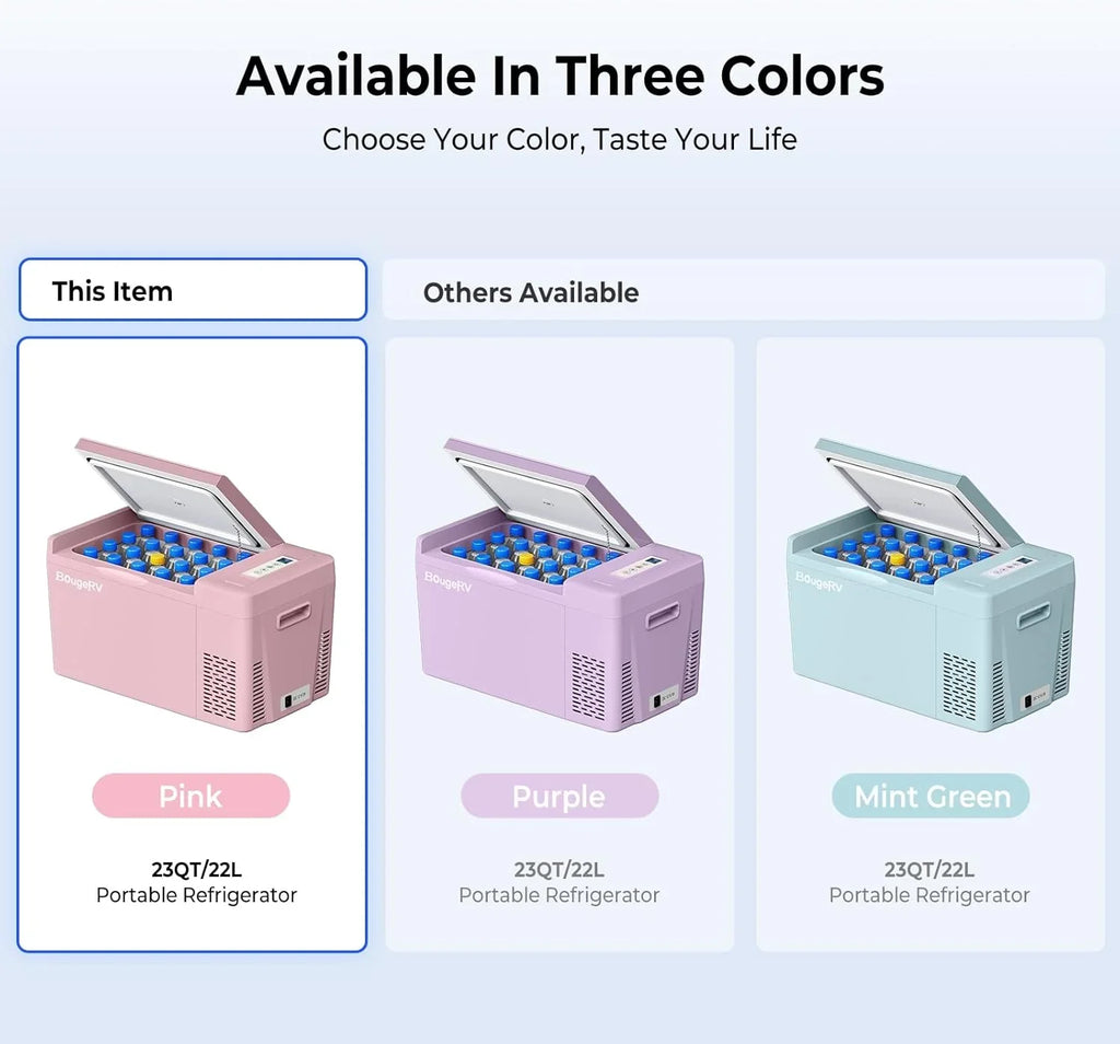 BougeRV 12 Volt Refrigerator 12V Car Fridge 23 Quart Portable Freezer Compressor Cooler