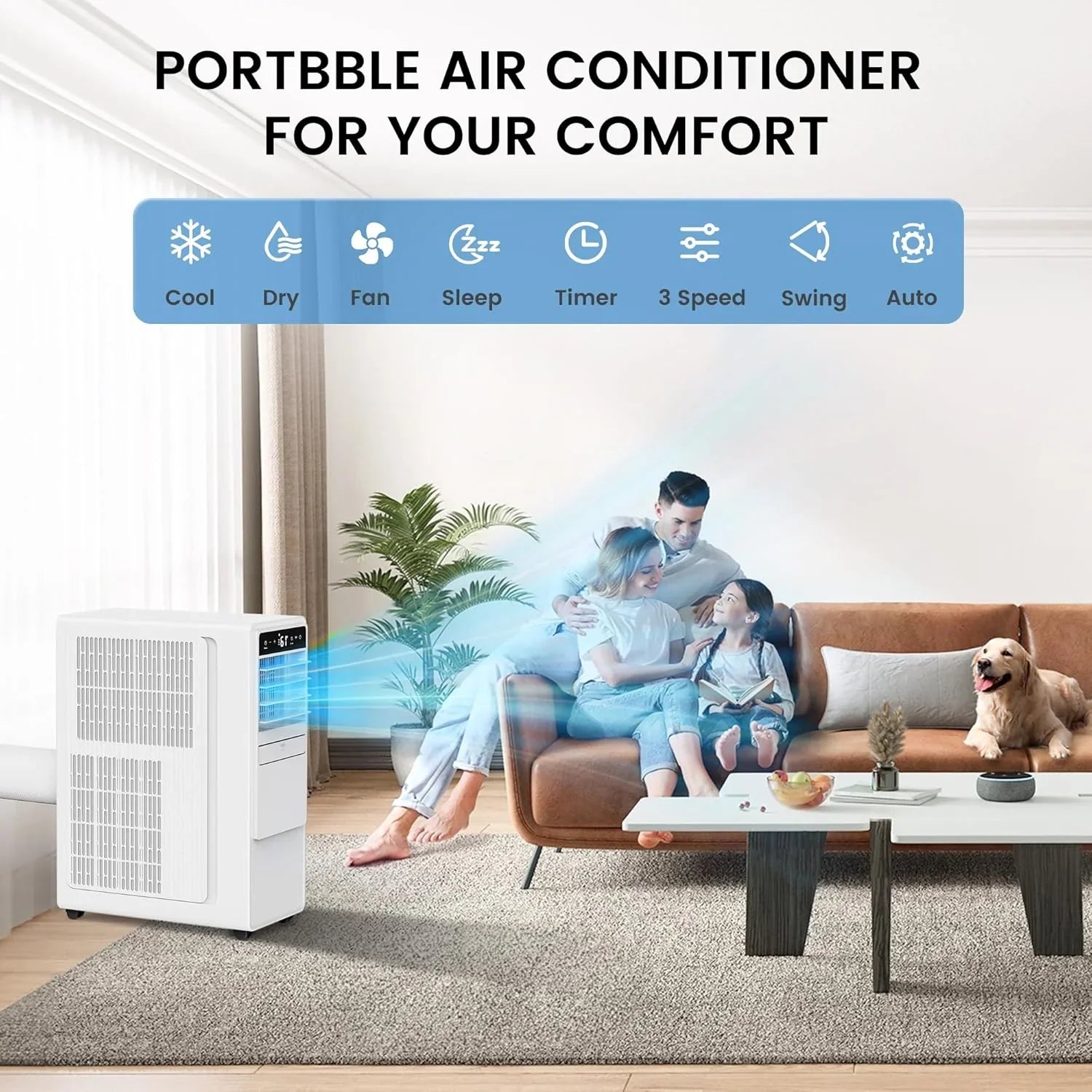 12000 BTU Portable Air Conditioners for Room up to 500 sq.ft Free Standing Quiet Portable AC Unit