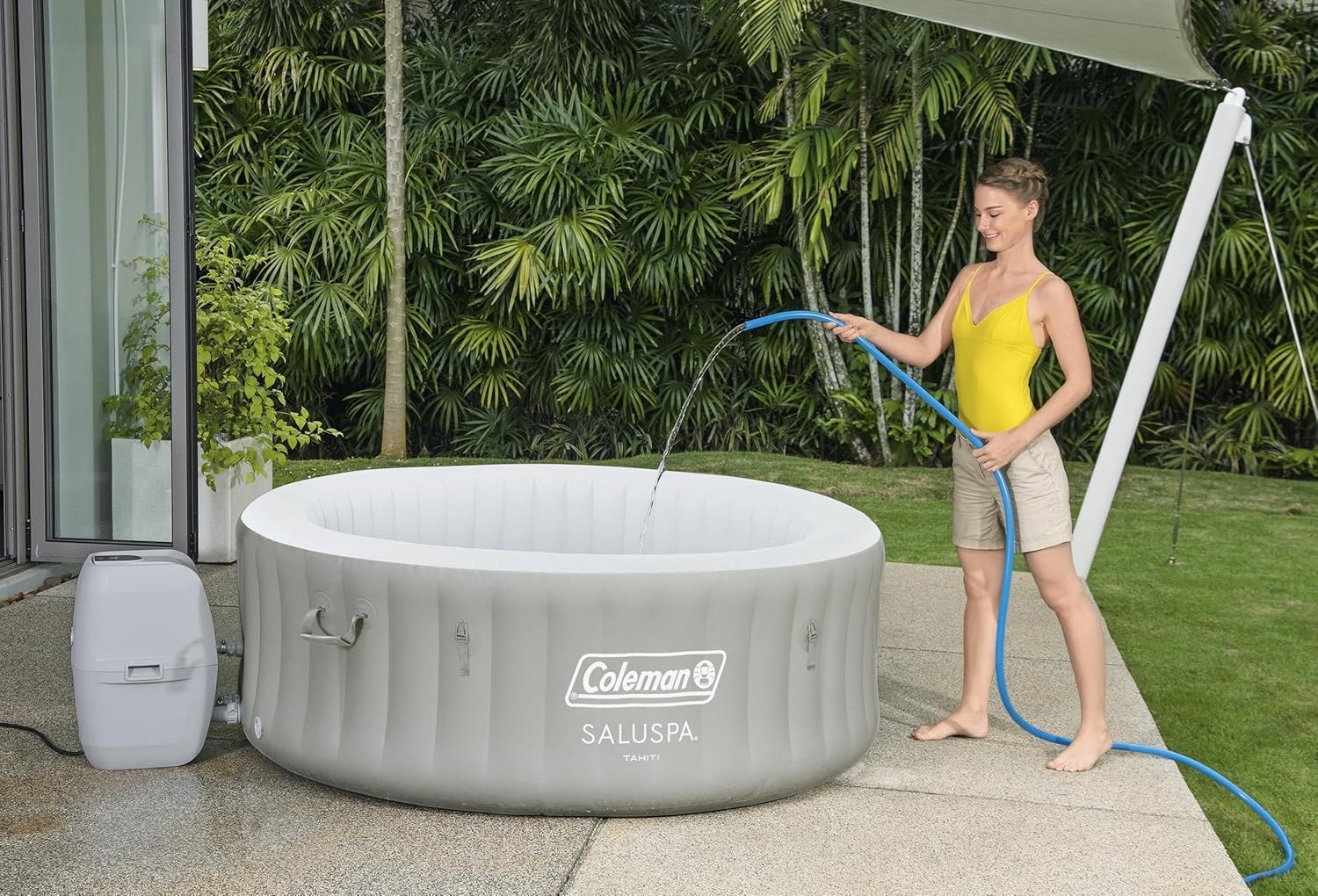 Bestway Palm Springs 4 to 6 Person EnergySense Smart AirJet Plus Inflatable Hot Tub Outdoor Spa