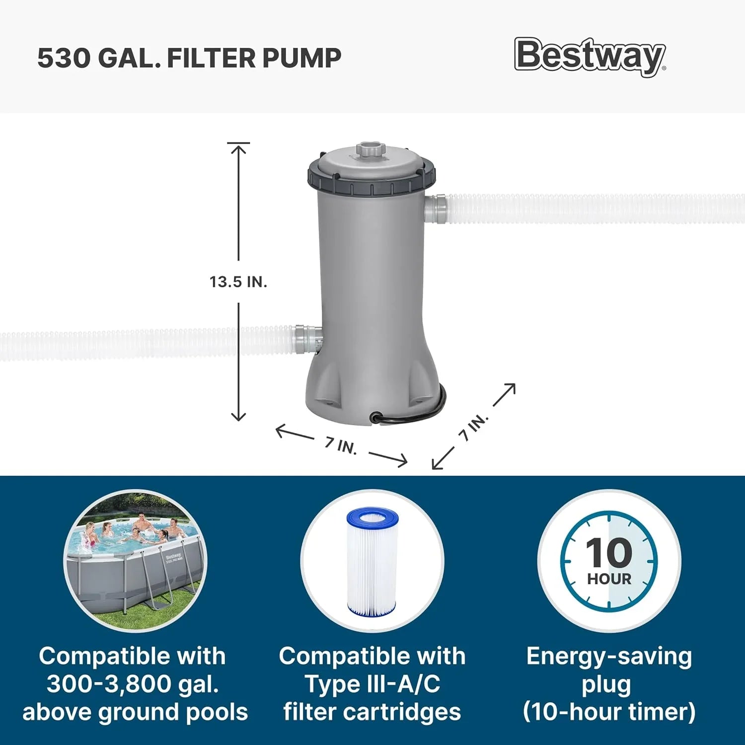 Power Steel 14' x 8'2" x 39.5" Oval Above Ground Pool Set Includes 530gal Filter Pump Ladder