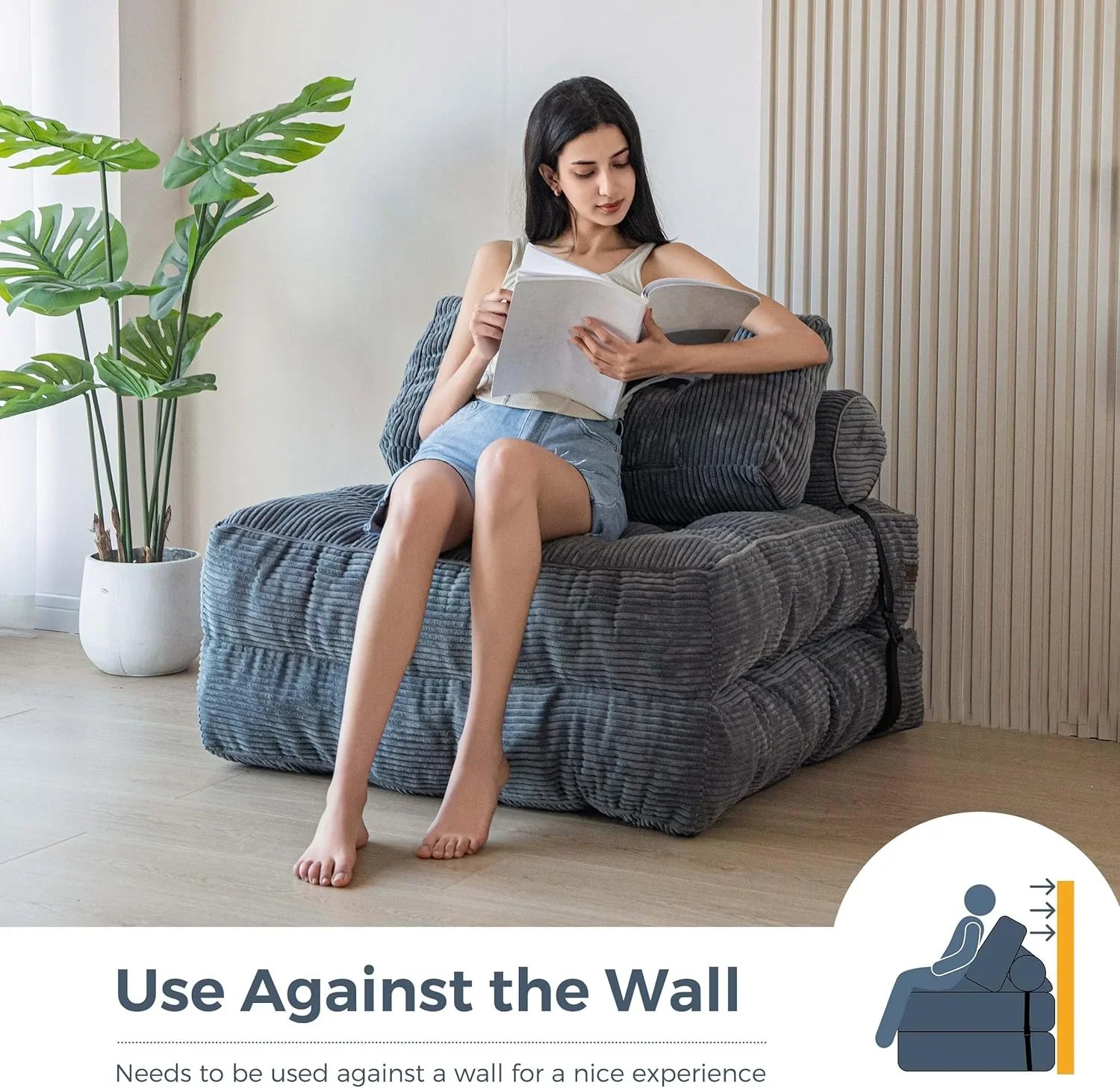 MAXYOYO Folding Sofa Bed Convertible Sleeper Chair with Pillow Foldable Mattress with Back Support