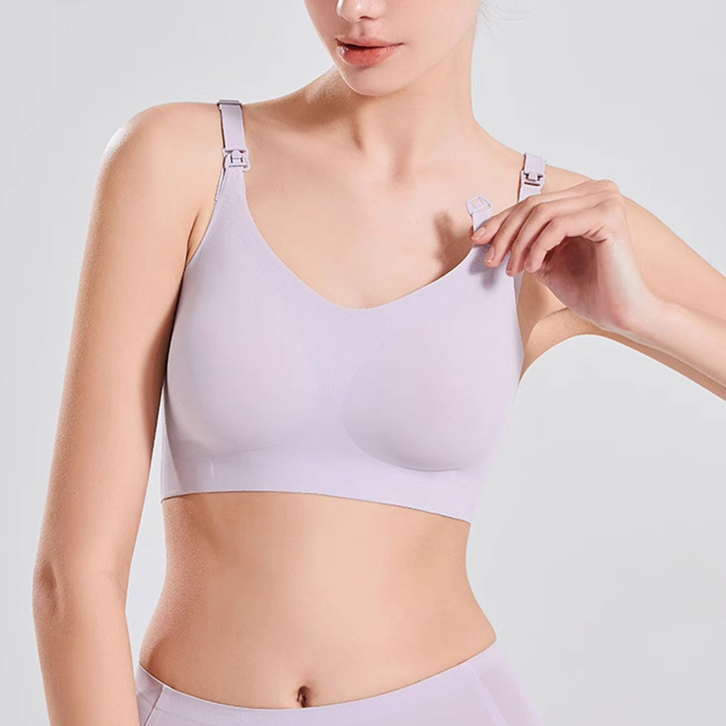 Maternity Seamless Nursing Bra Solid Color Dark Gray
