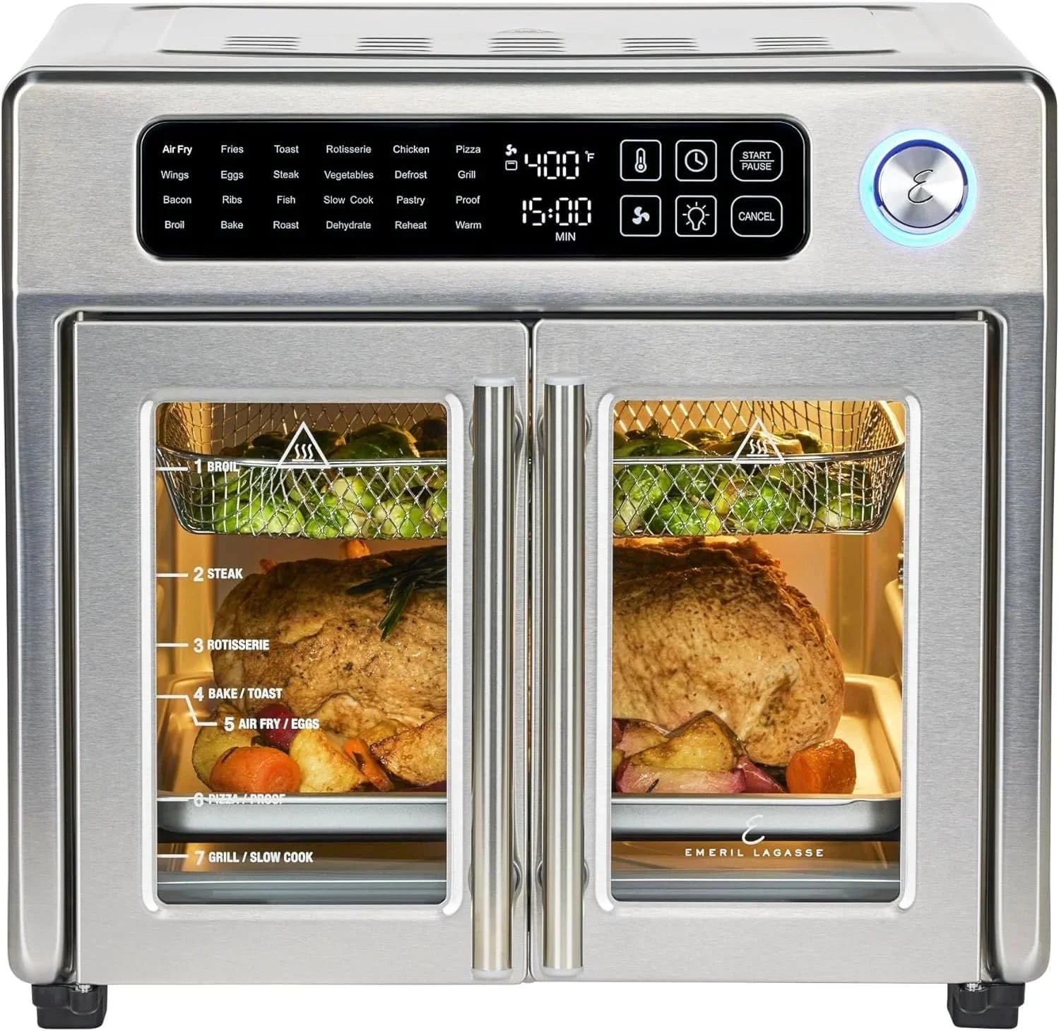 Extra Large French Door Air Fryer Toaster Oven Combo 24 Cooking Functions and Digital Controls