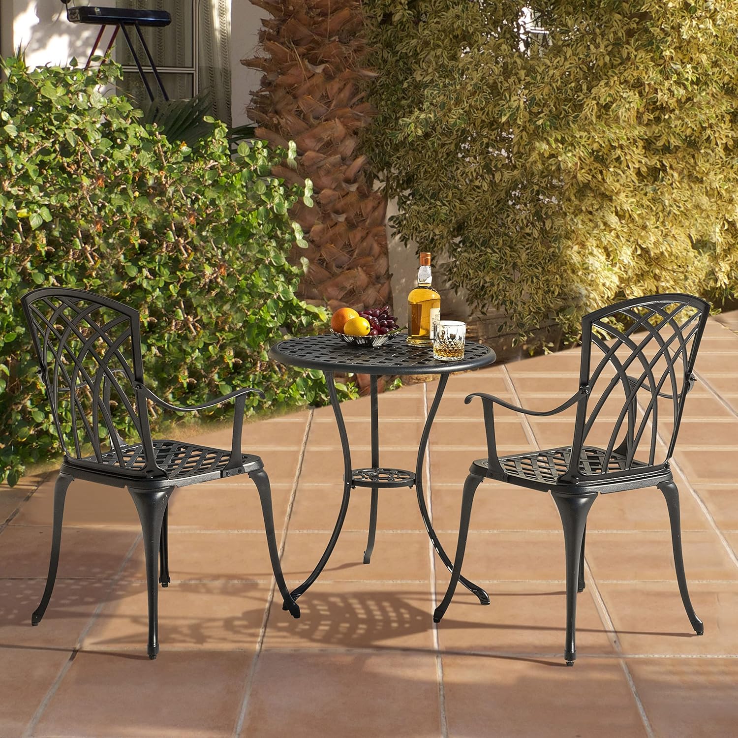 NUU GARDEN Bistro Set 3 Piece Outdoor Cast Aluminum Patio Bistro Set Patio Table Chairs Set of 2