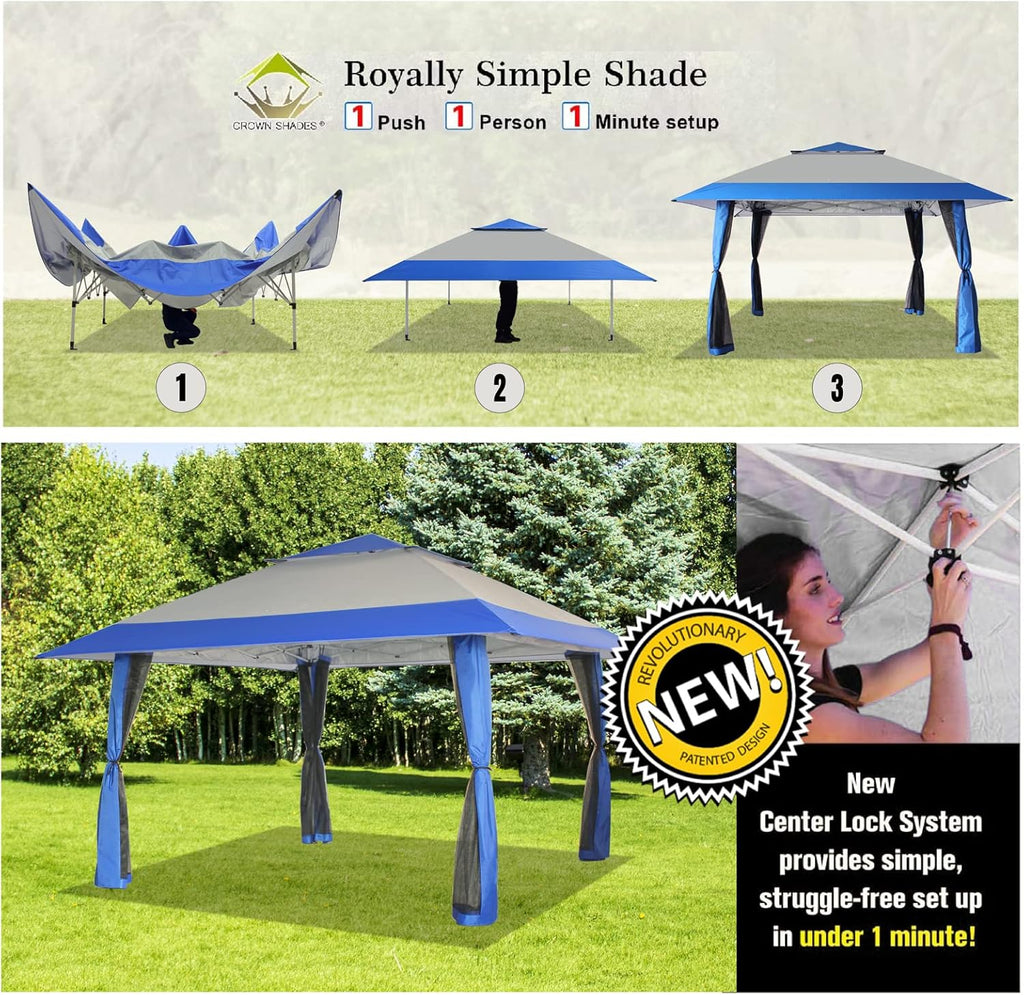 CROWN SHADES 13x13 Pop Up Gazebo Canopy Tent Gazebos on Clearance Outdoor Gazebo