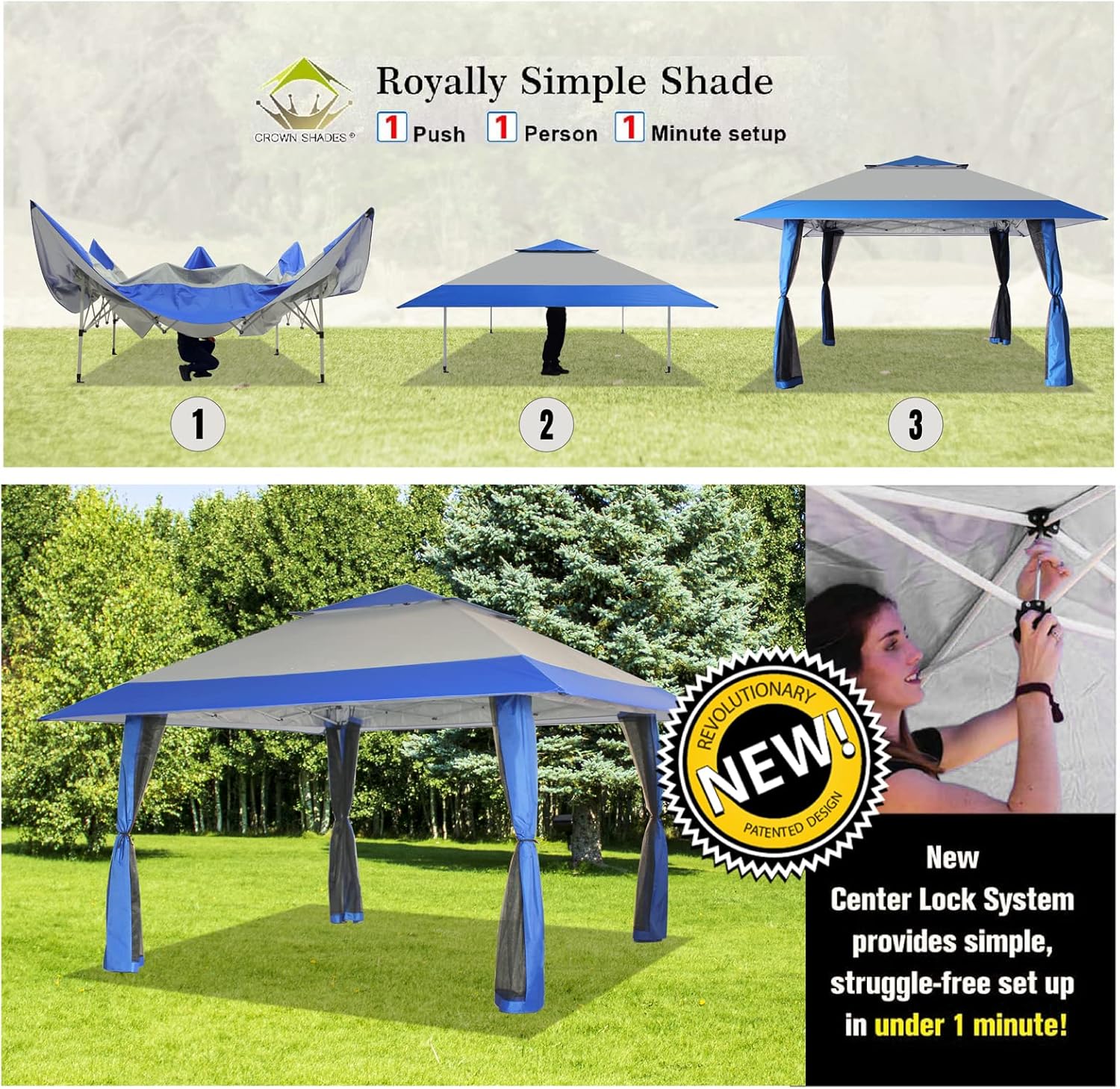 CROWN SHADES 13x13 Pop Up Gazebo Canopy Tent Gazebos on Clearance Outdoor Gazebo