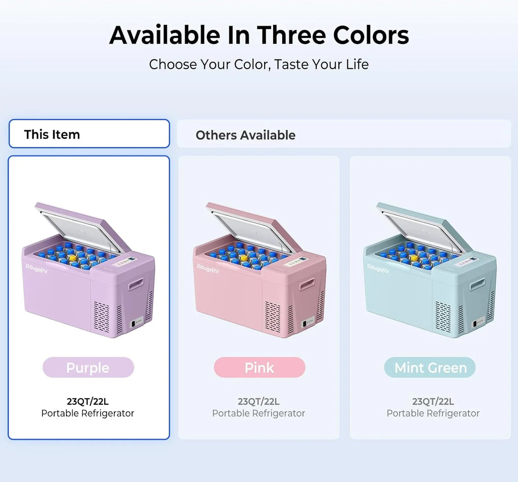 BougeRV 12 Volt Refrigerator 12V Car Fridge 23 Quart Portable Freezer Compressor Cooler