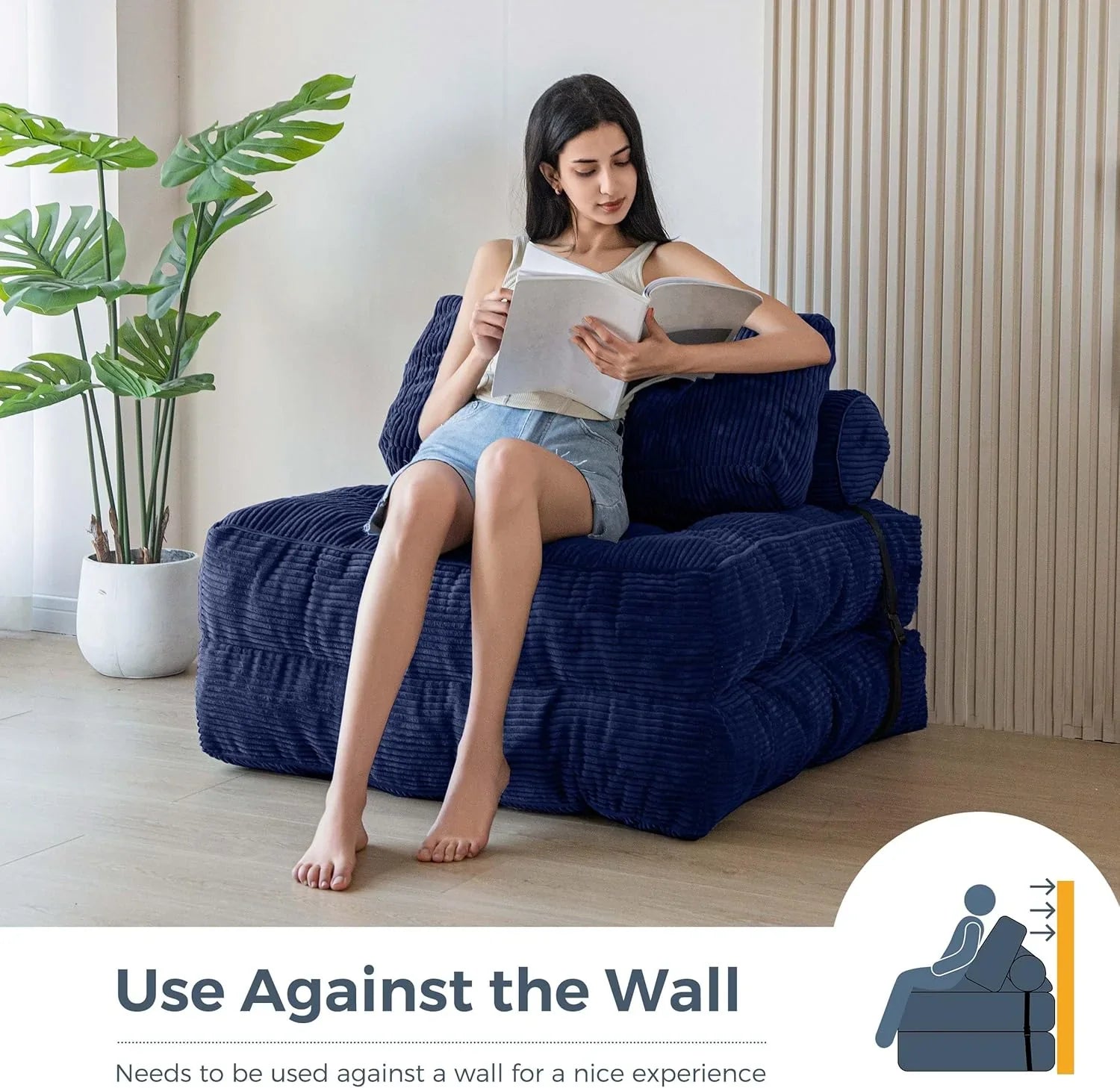 MAXYOYO Folding Sofa Bed Convertible Sleeper Chair with Pillow Foldable Mattress with Back Support