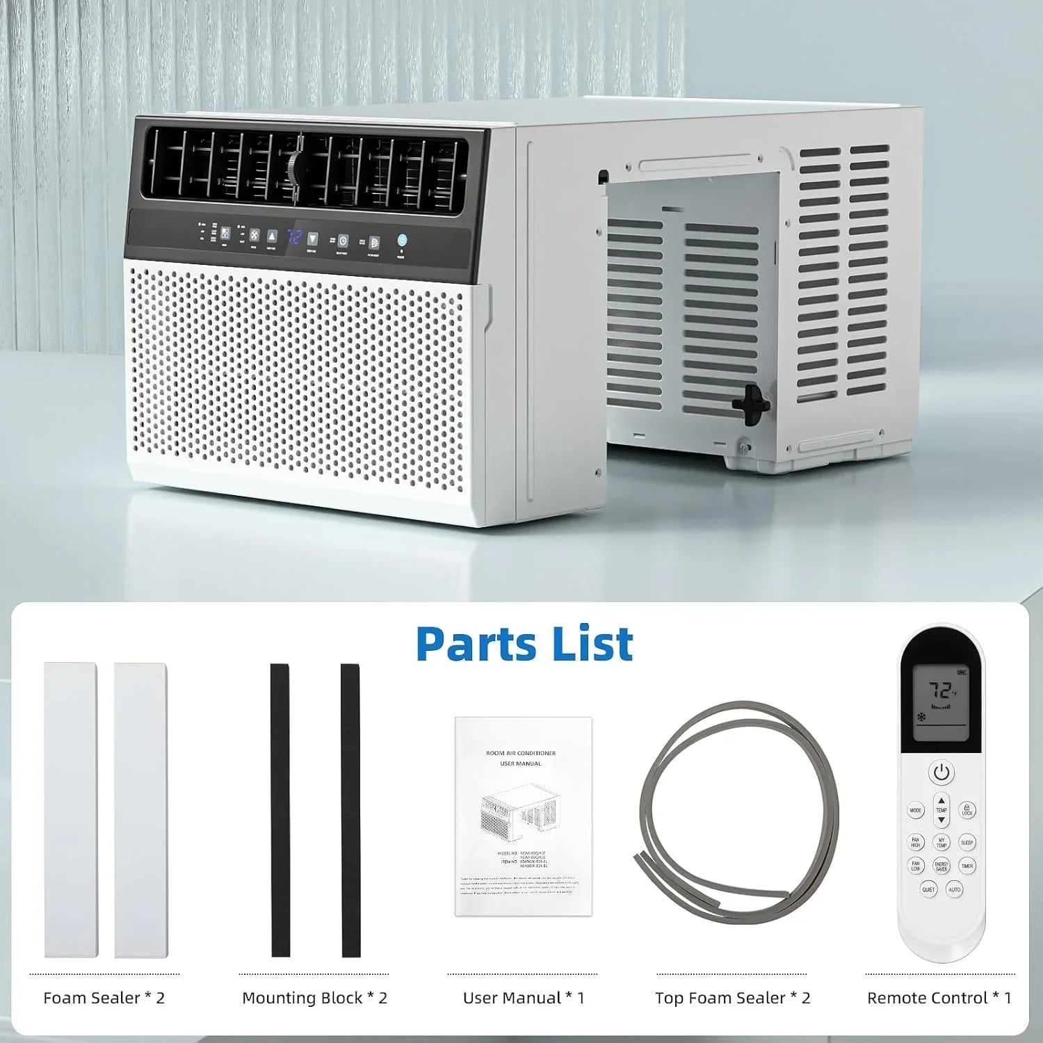 Antarctic Star 12,000 BTU U-Shaped Window Air Conditioner Unit Cools up to 550 Sq.Ft. with 6 Modes