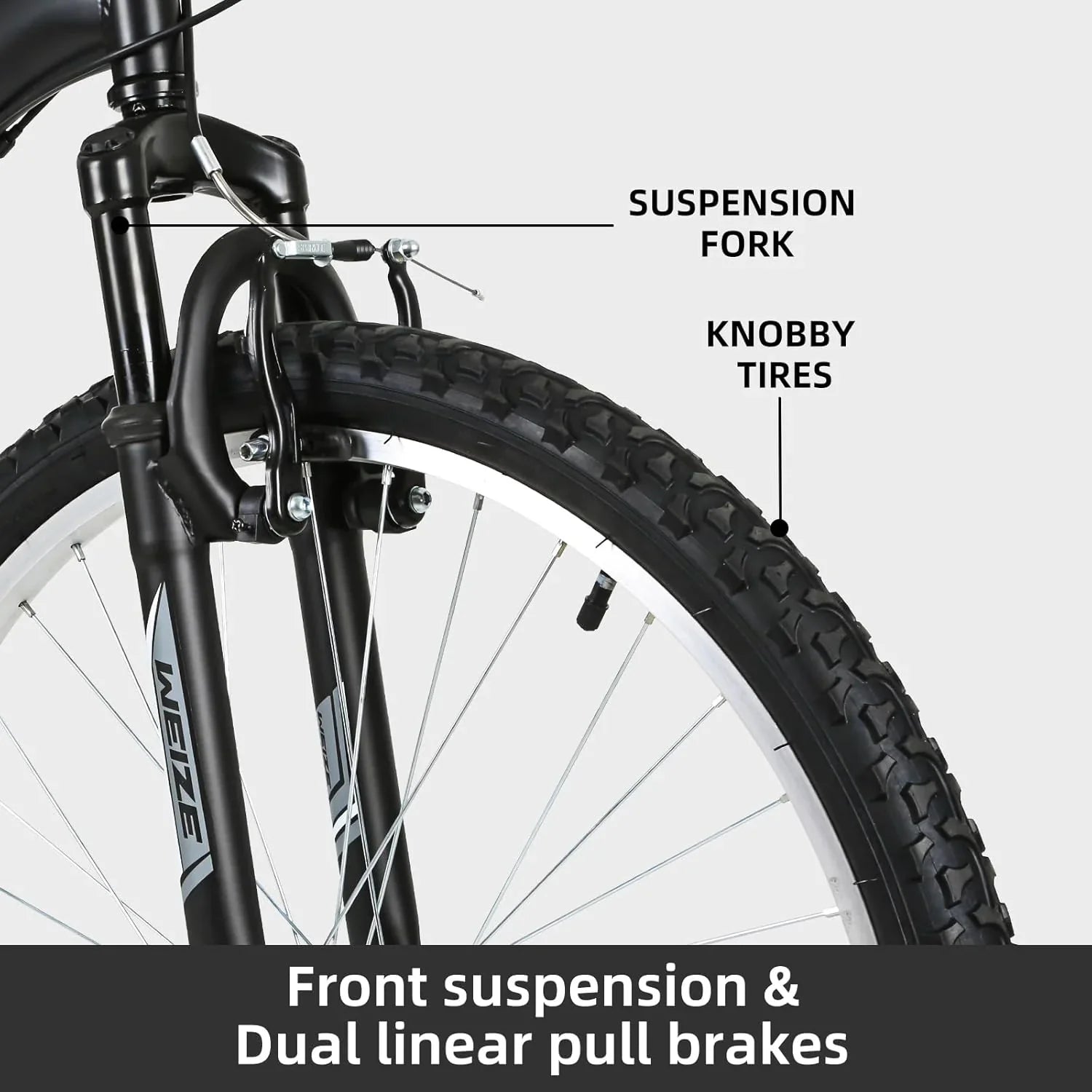 WEIZE Mountain Bike 26 27.5 inch Outdoor Hybrid Bikes 18-Speed High-Carbon Steel Full Suspension