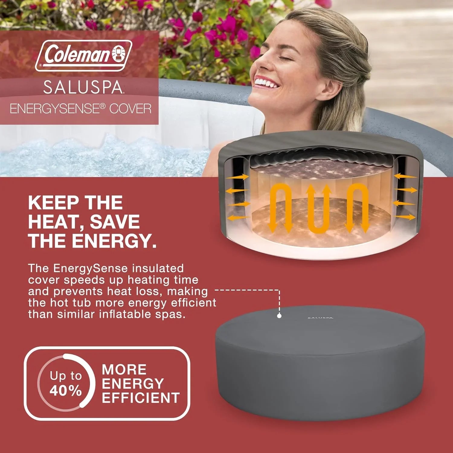 Bestway Palm Springs 4 to 6 Person EnergySense Smart AirJet Plus Inflatable Hot Tub Outdoor Spa