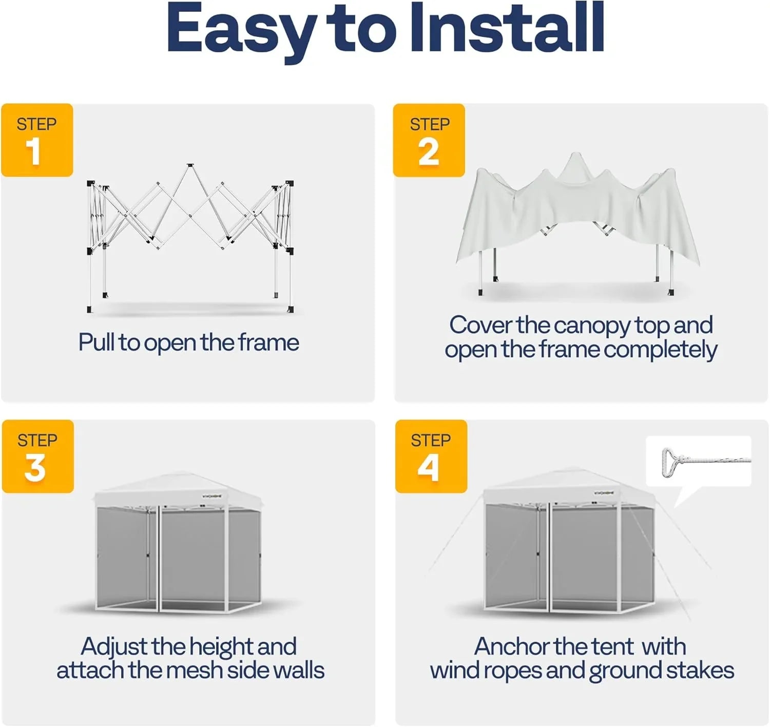 10x10ft Easy Pop-Up Canopy Outdoor Screen Tent with Mosquito Netting 2 Zipper Doors Roller Bag