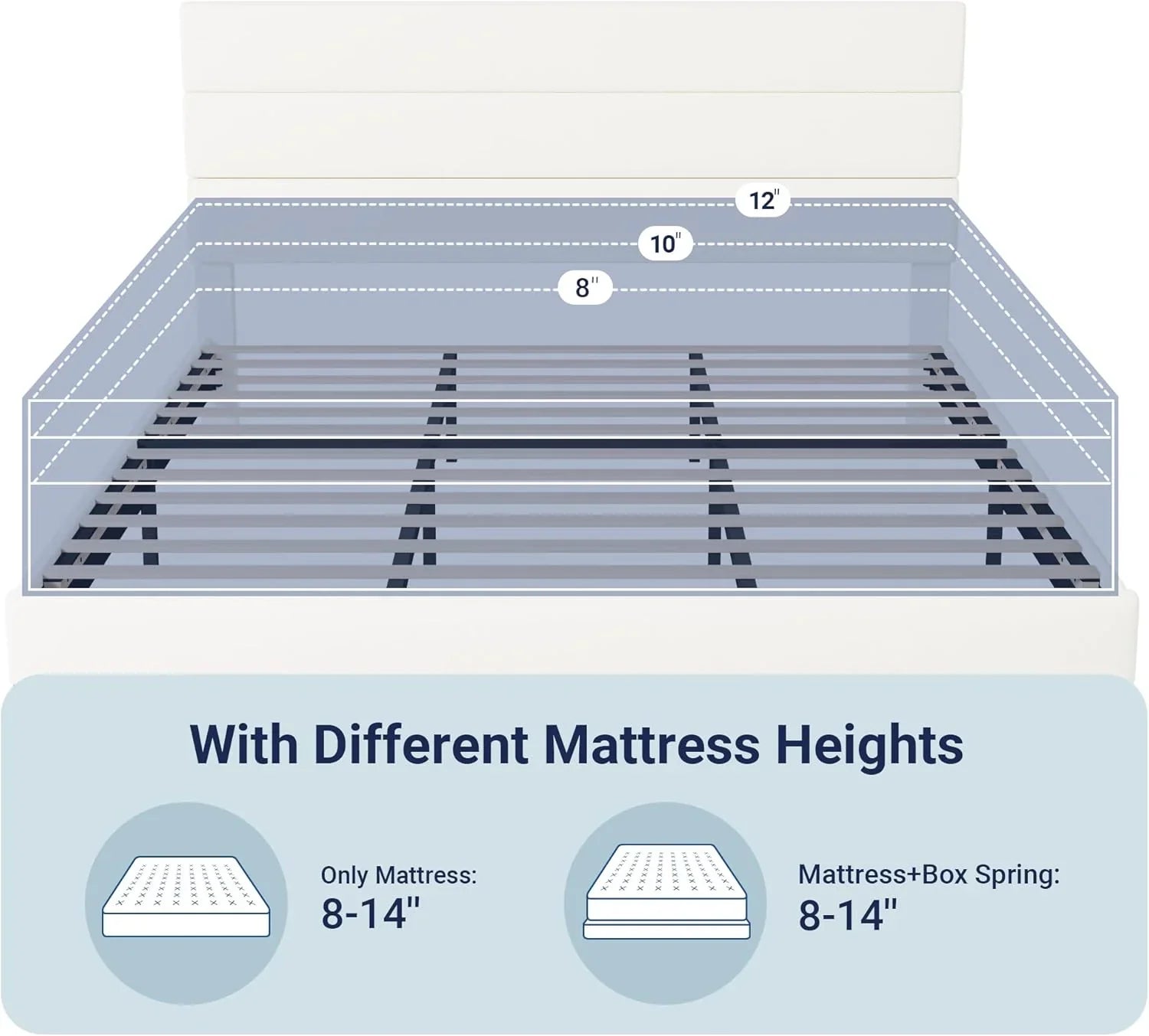 Allewie Queen Size Platform Bed Frame with Fabric Upholstered Headboard Wooden Slats Support