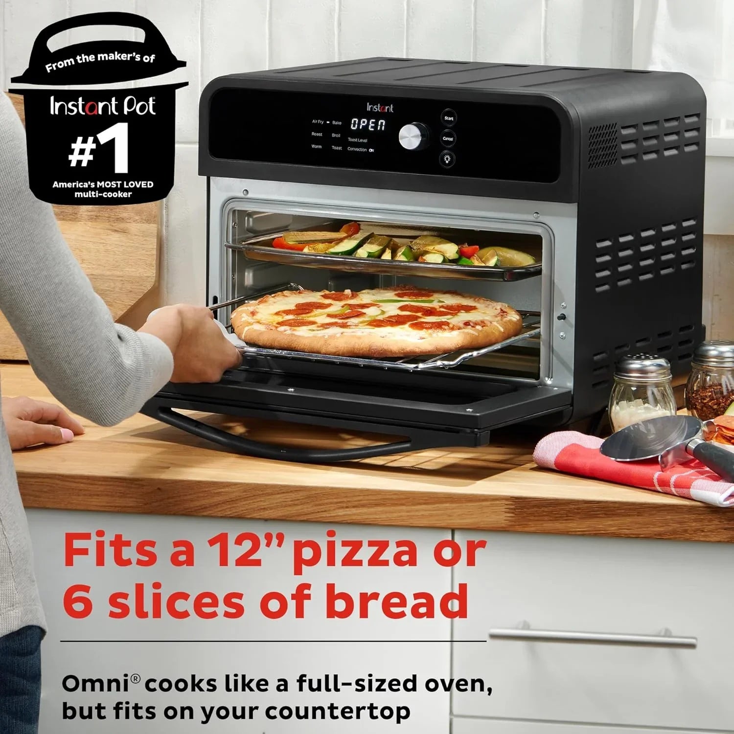 Instant Pot Omni Plus 19QT/18L Toaster Oven Air Fryer 10-in-1 Functions Fits 12" Pizza Crisp Broil