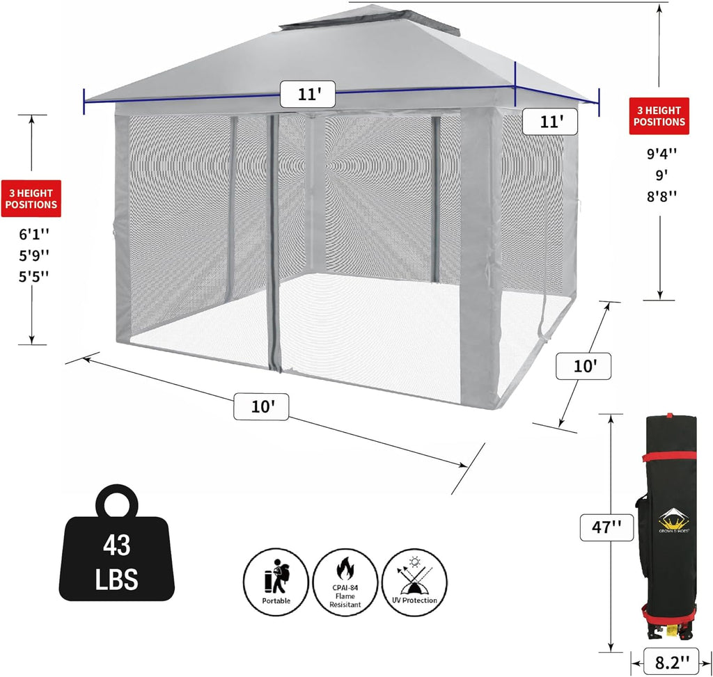 CROWN SHADES 13x13 Pop Up Gazebo Canopy Tent Gazebos on Clearance Outdoor Gazebo