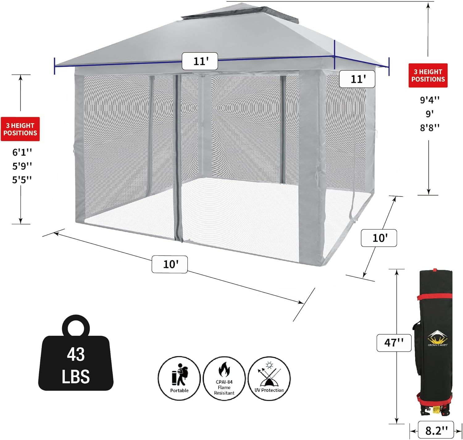 CROWN SHADES 13x13 Pop Up Gazebo Canopy Tent Gazebos on Clearance Outdoor Gazebo