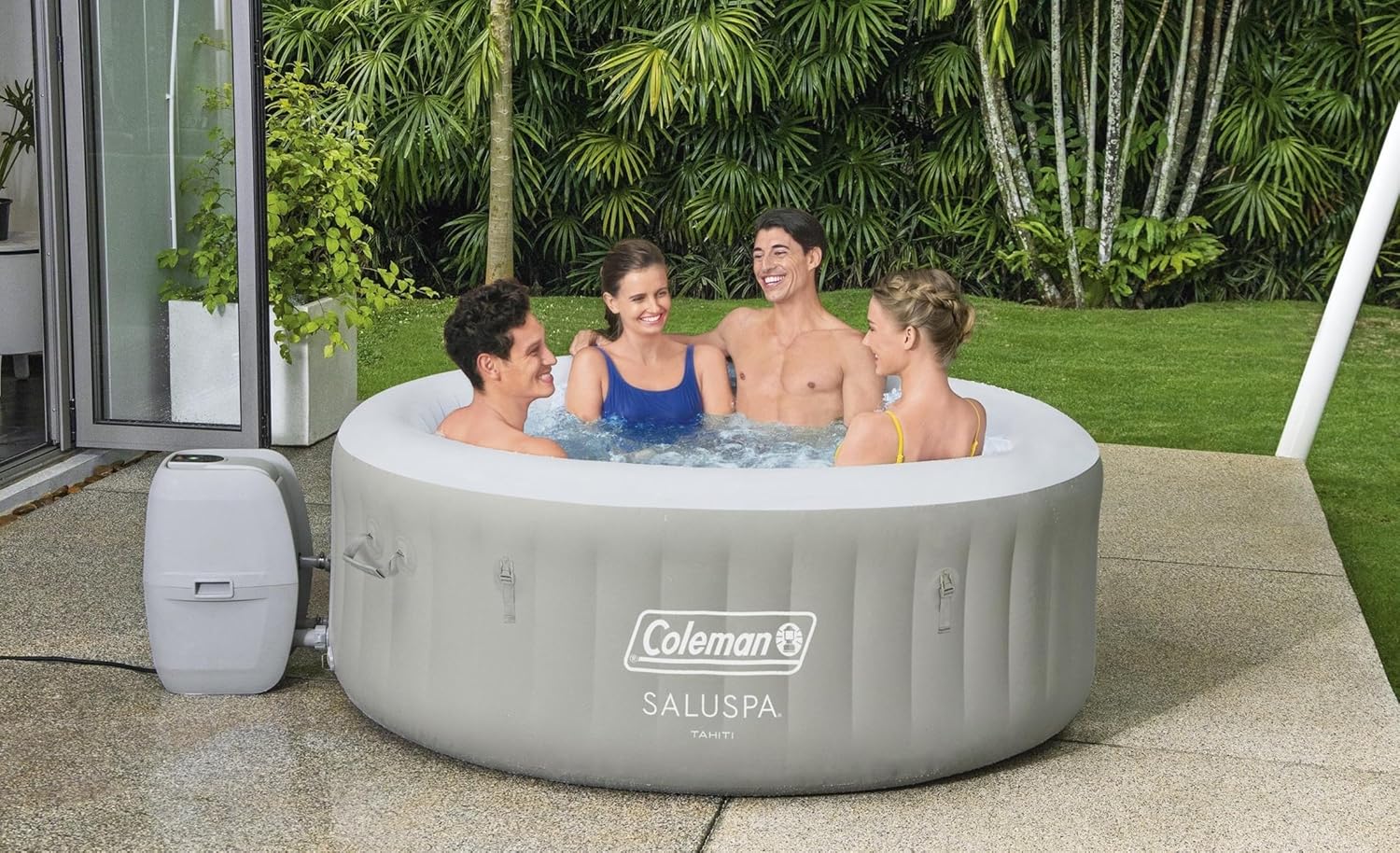 Bestway Palm Springs 4 to 6 Person EnergySense Smart AirJet Plus Inflatable Hot Tub Outdoor Spa