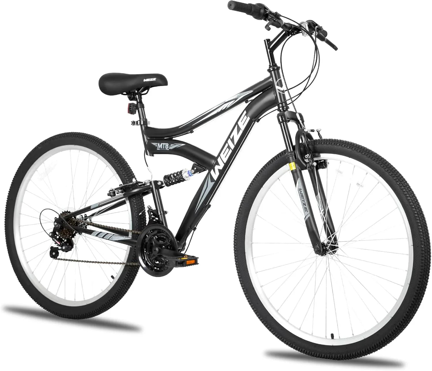 WEIZE Mountain Bike 26 27.5 inch Outdoor Hybrid Bikes 18-Speed High-Carbon Steel Full Suspension