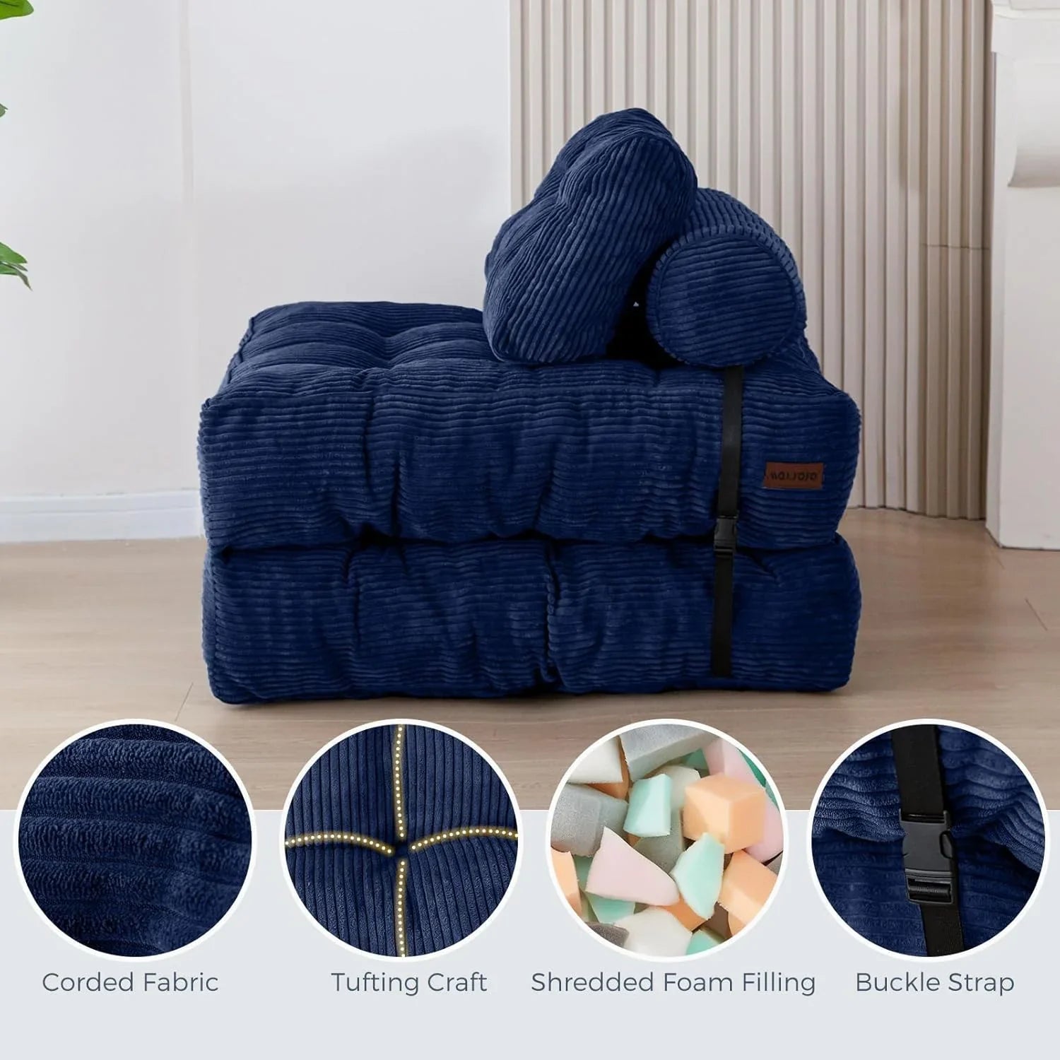 MAXYOYO Folding Sofa Bed Convertible Sleeper Chair with Pillow Foldable Mattress with Back Support