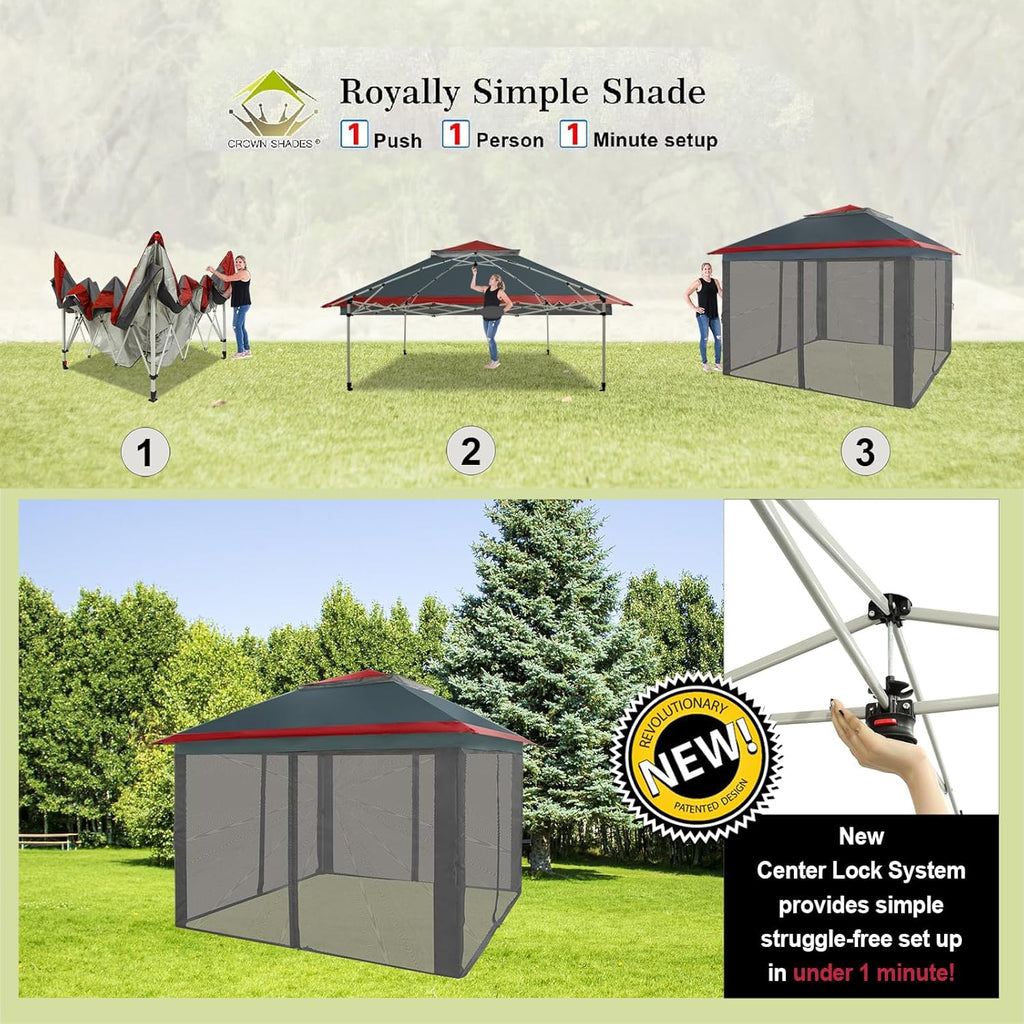 CROWN SHADES 13x13 Pop Up Gazebo Canopy Tent Gazebos on Clearance Outdoor Gazebo