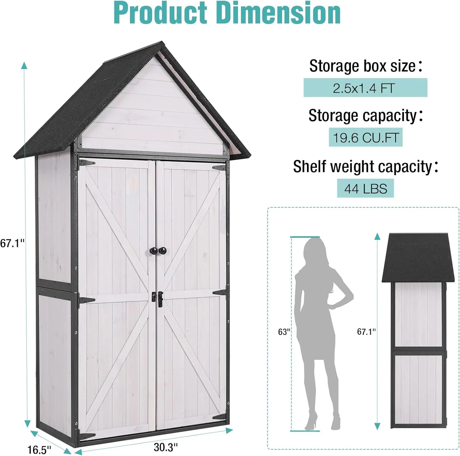 Sheds Outdoor Storage Garden Shed with Metal Frame Structure Adjustable Shelves Capacity Storage