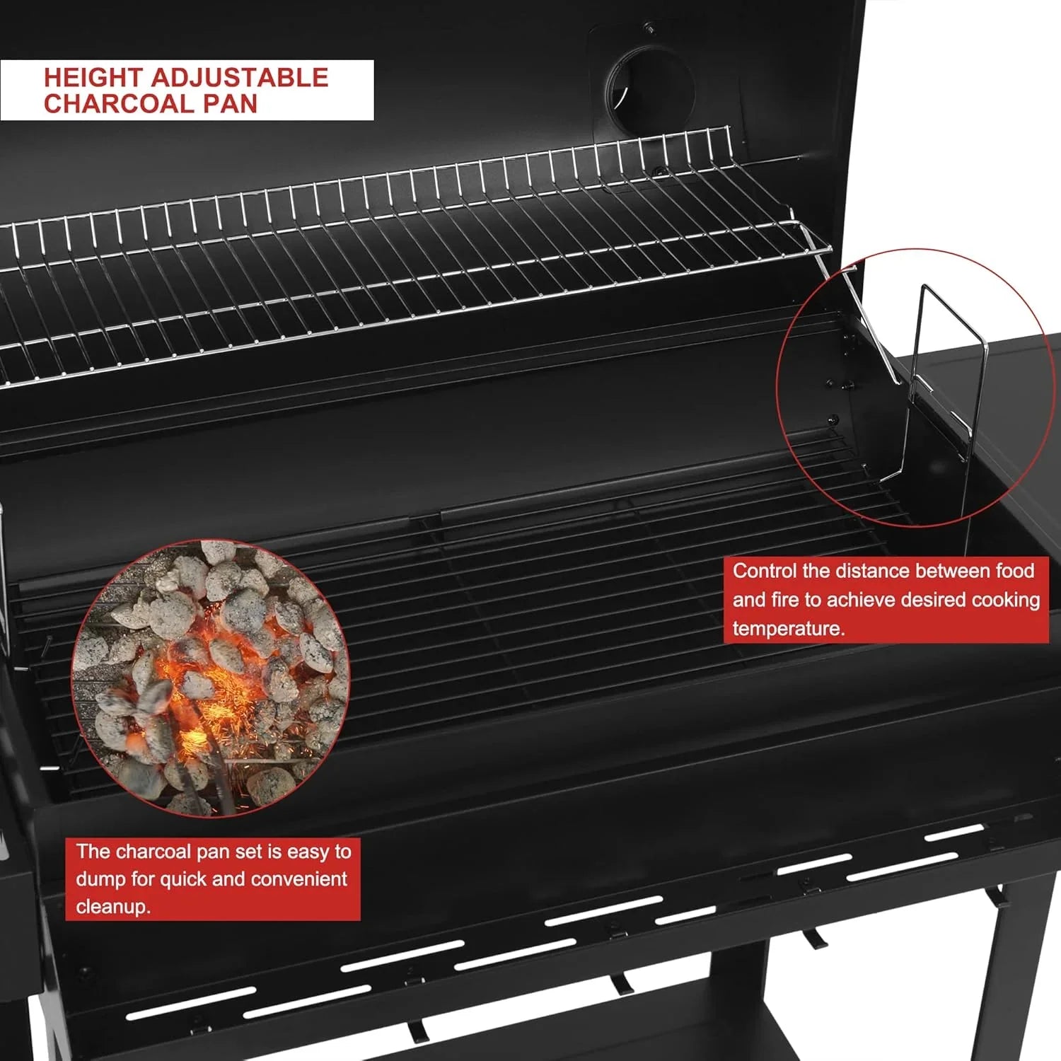 Royal Gourmet CC1830T 30-Inch Barrel Charcoal Grill Warming Rack Front Storage Basket BBQ Grill