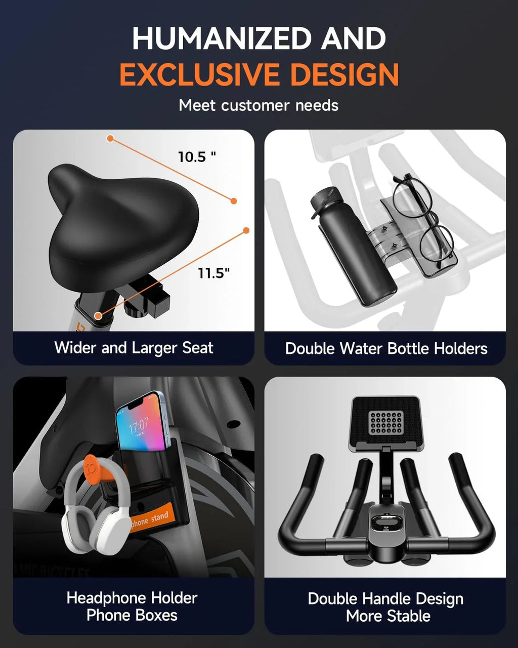 pooboo Exercise Bike Adjustable Magnetic/Brake Pad Resistance Silent Belt Drive Cycling Bike