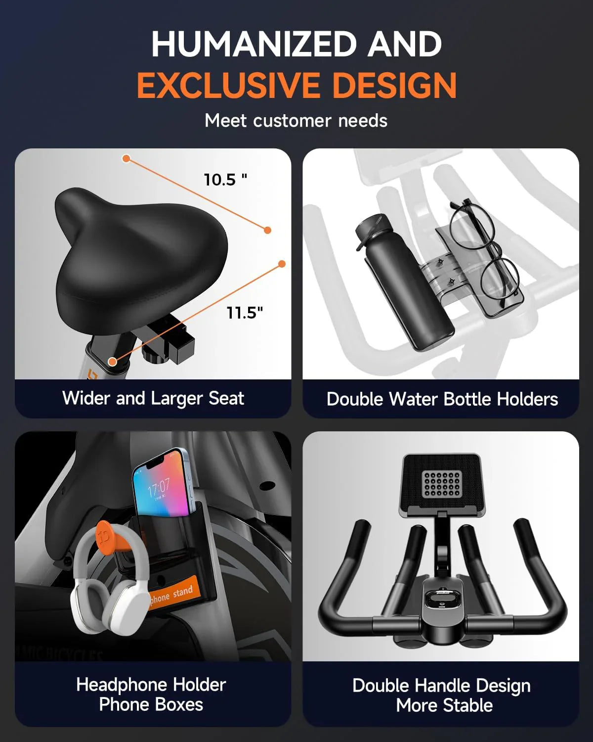 pooboo Exercise Bike Adjustable Magnetic/Brake Pad Resistance Silent Belt Drive Cycling Bike