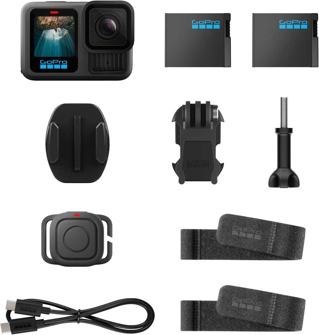 Black Waterproof Action Camera with 5.3K60 Video 27MP Photo Compatability HB-Series Lenses