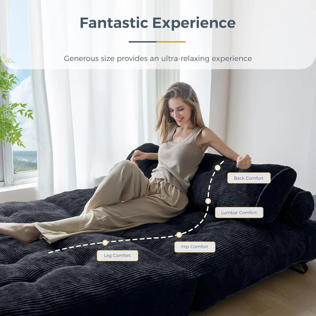 MAXYOYO Folding Sofa Bed Convertible Sleeper Chair with Pillow Foldable Mattress with Back Support