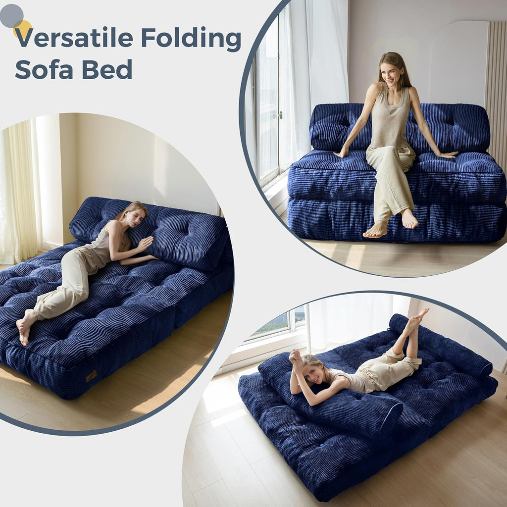 MAXYOYO Folding Sofa Bed Convertible Sleeper Chair with Pillow Foldable Mattress with Back Support