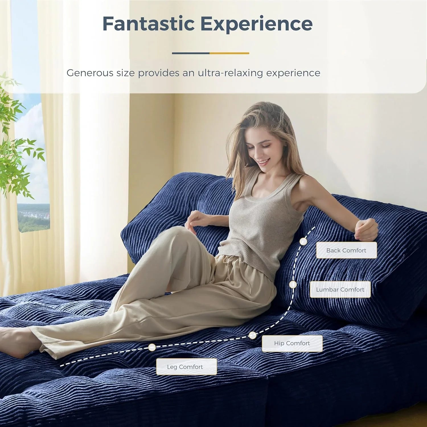 MAXYOYO Folding Sofa Bed Convertible Sleeper Chair with Pillow Foldable Mattress with Back Support