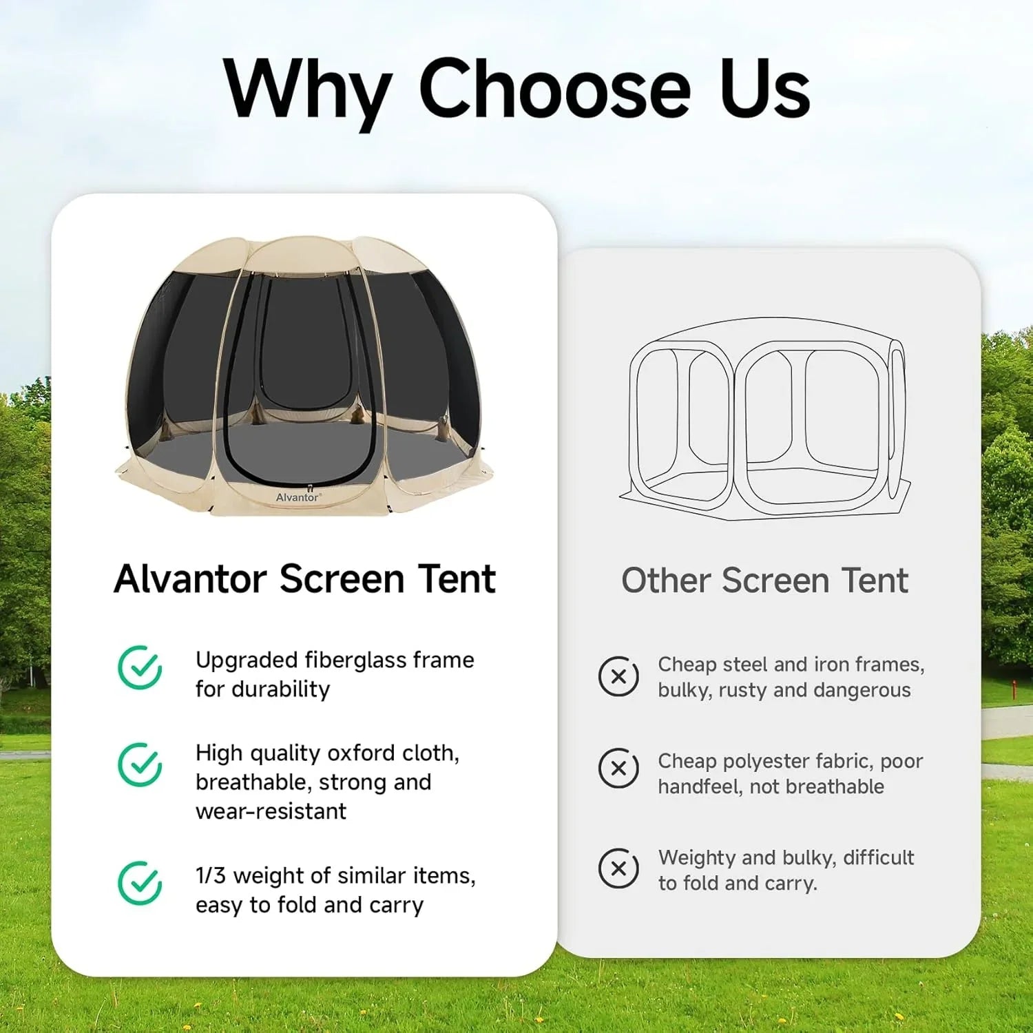 Alvantor Screen House Gazebo Pop Up Igloo Screened Canopy Tent with Mosquito Netting Sides