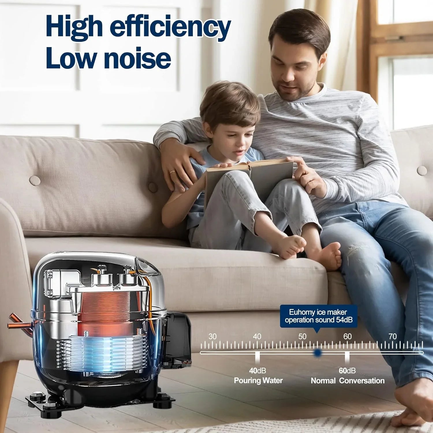 EUHOMY Commercial Ice Maker Machine 100lbs/24H Stainless Steel Under Counter ice Machine