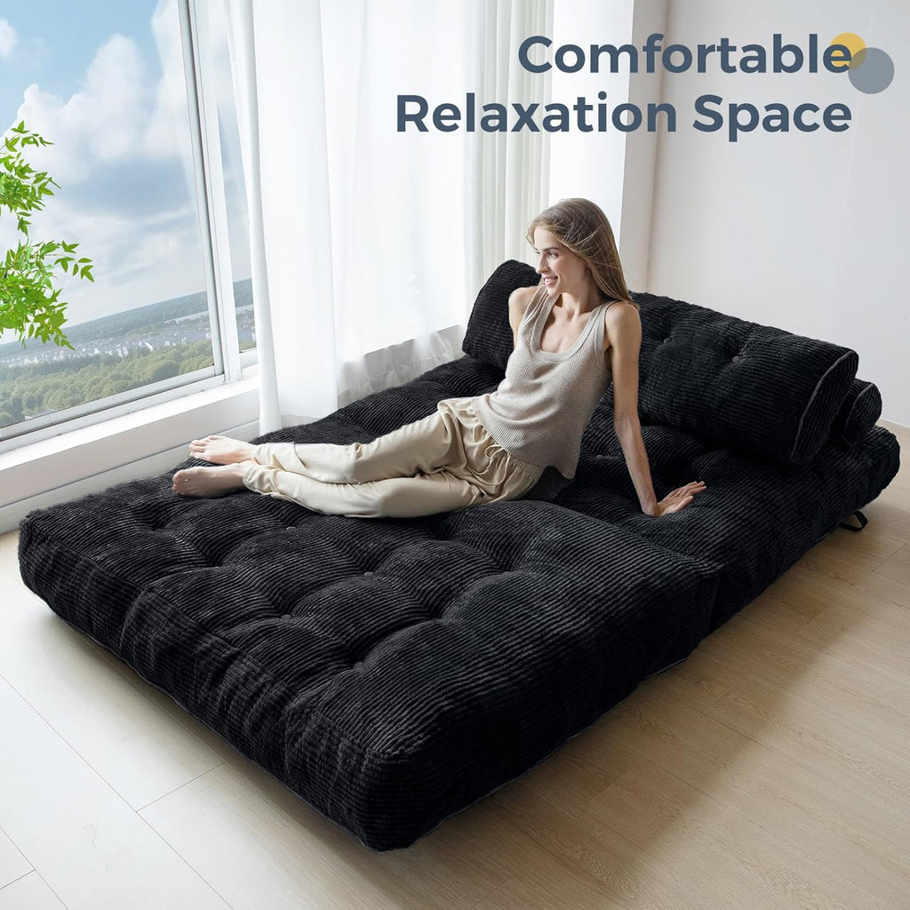 MAXYOYO Folding Sofa Bed Convertible Sleeper Chair with Pillow Foldable Mattress with Back Support