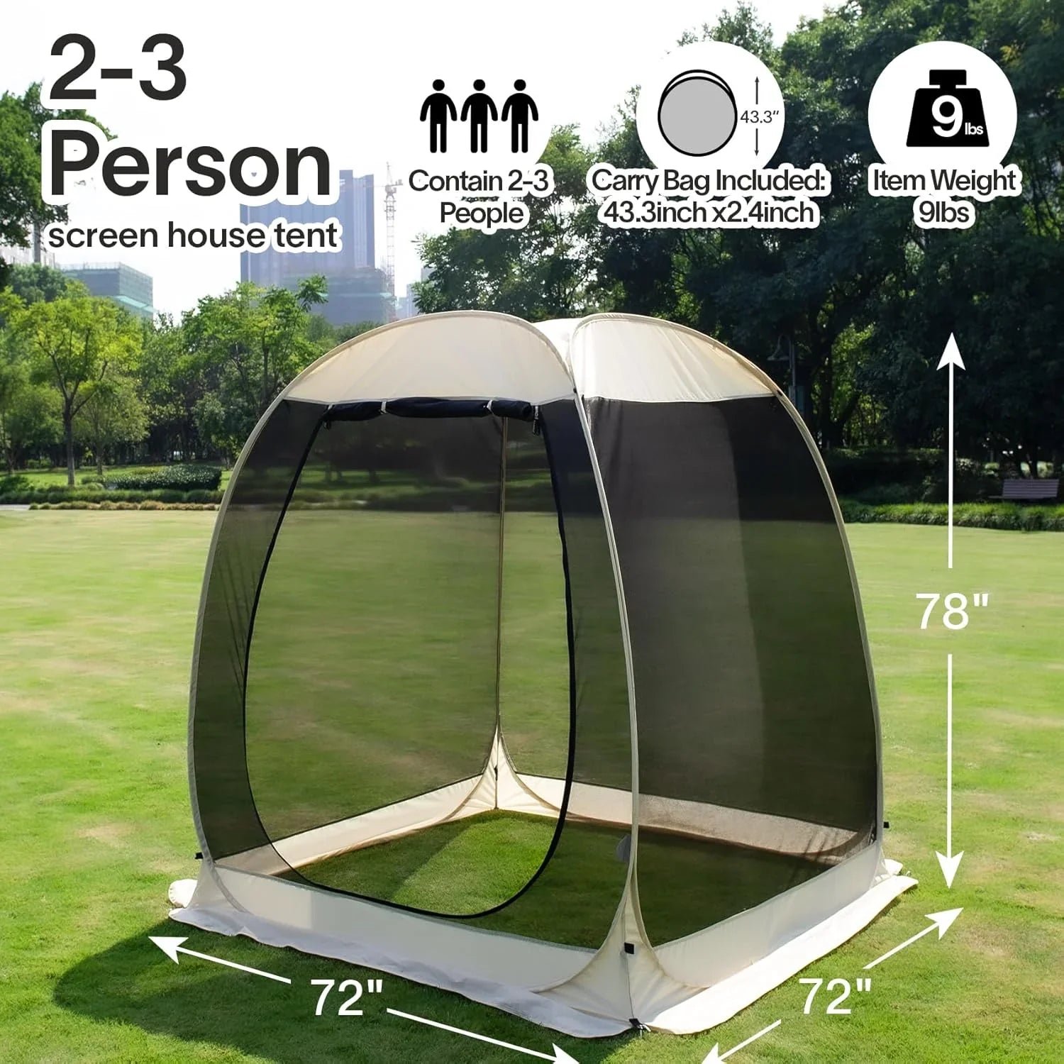 Alvantor Screen House Gazebo Pop Up Igloo Screened Canopy Tent with Mosquito Netting Sides