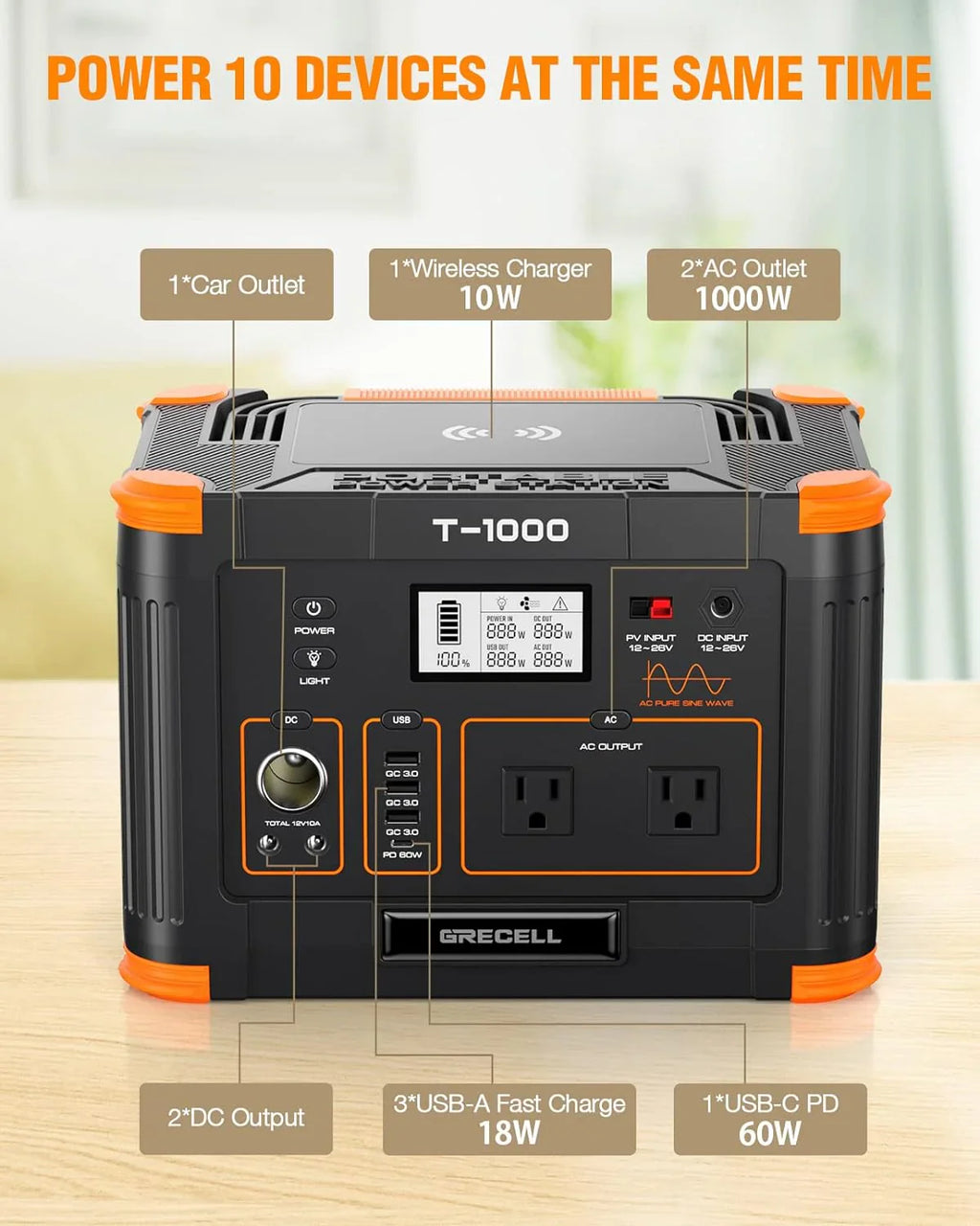 Portable Power Station 300W (Peak 600W) 230.88Wh Solar Generator 60W USB-C PD Output