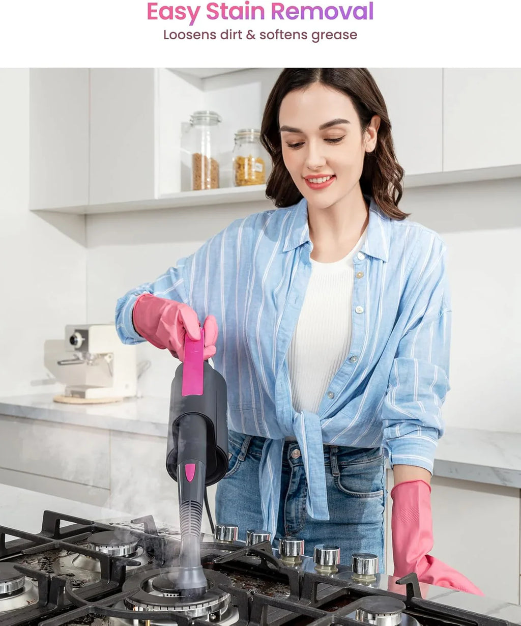 7-in-1 Steam Mop Dual-Rod Design with Detachable Handheld Steamer for Walls Grouts Hard Floors